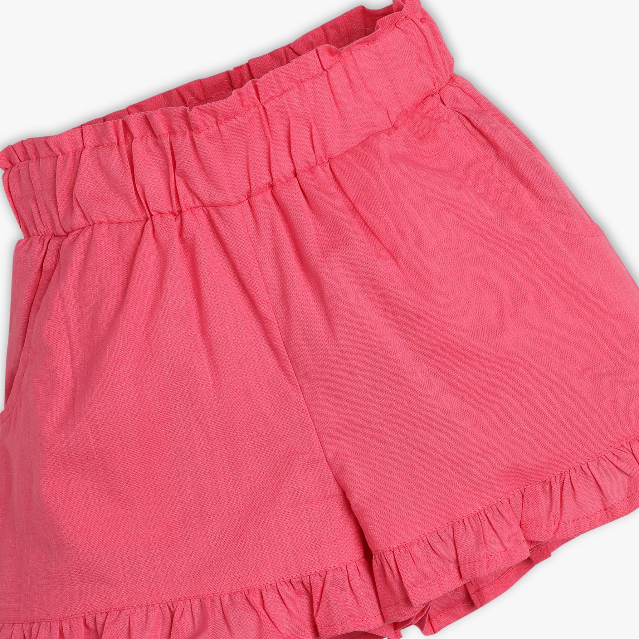 Girls Relaxed Fit Solid Above Knee Woven Shorts - Image 3