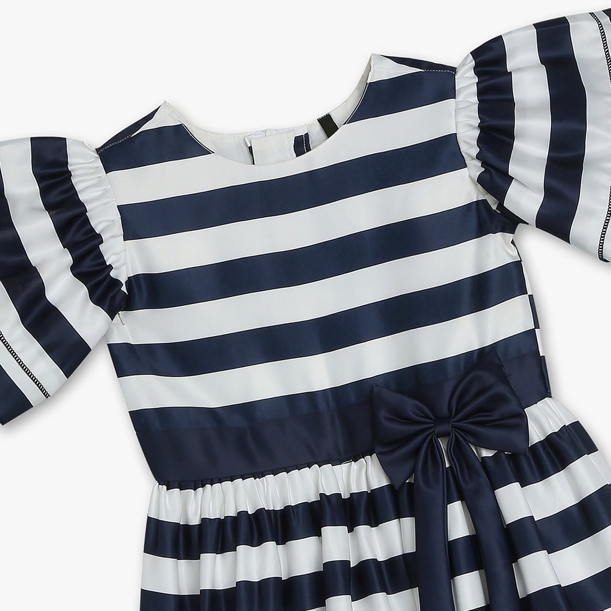 Girls Satin Striped Frock - Image 3