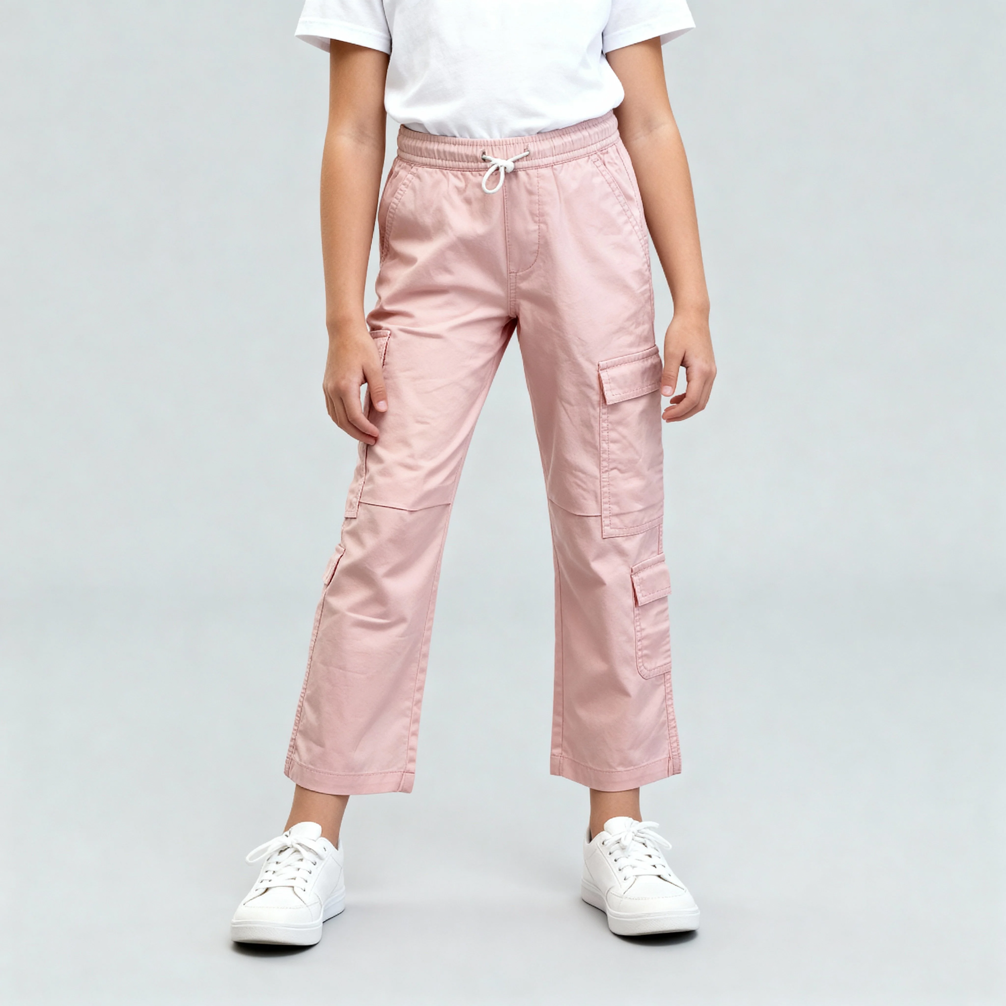 Girls Solid Cotton Joggers - Image 8