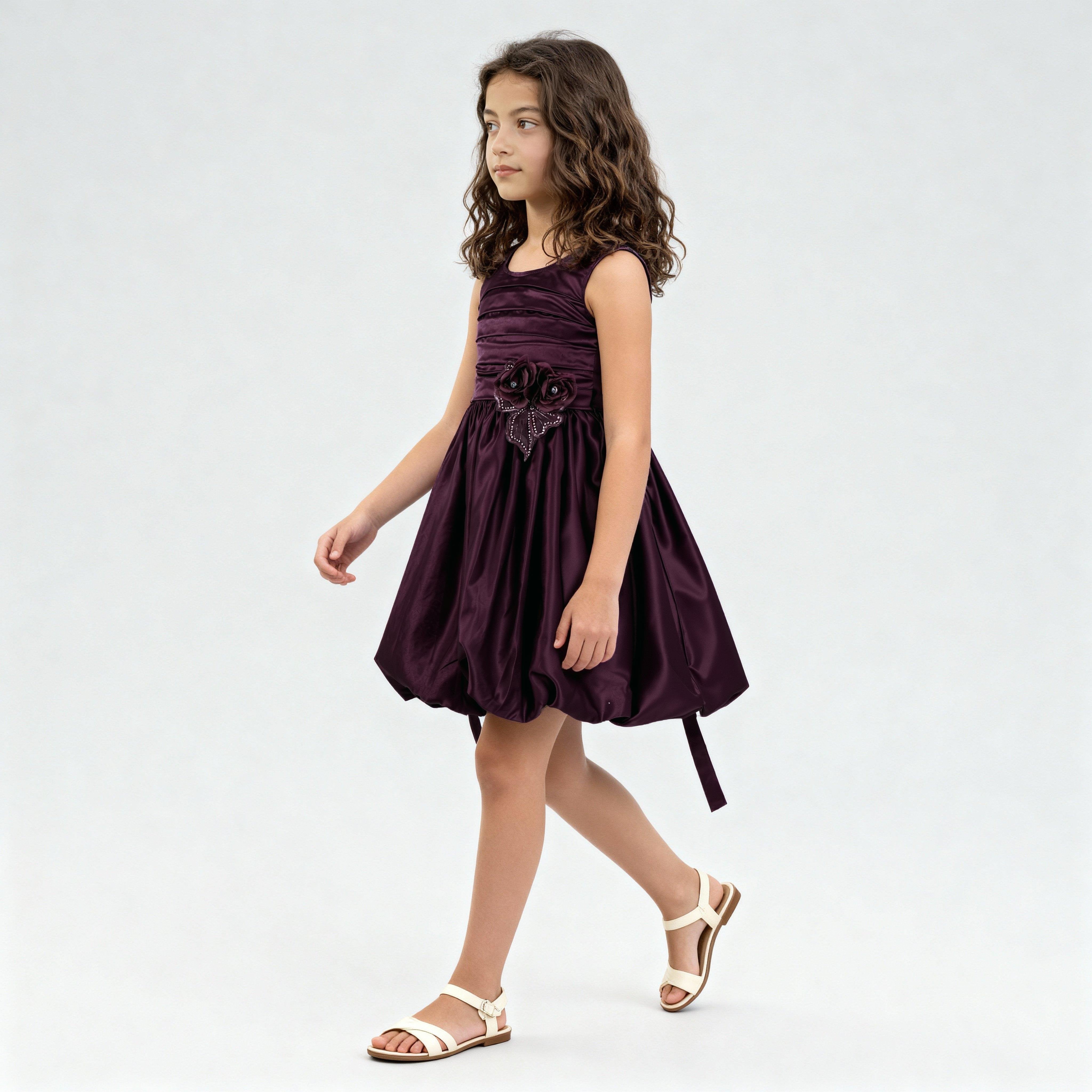 Girls Solid Party Frock - Image 5