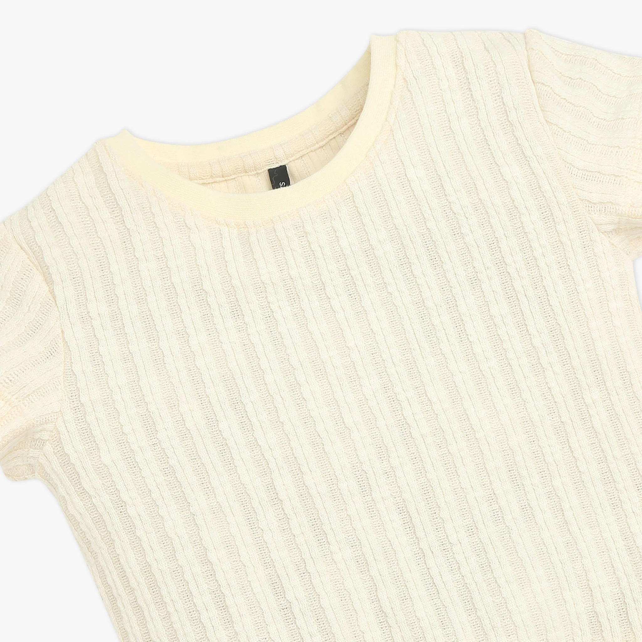 Girls Solid Structured Round Neck Short Sleeve T-Shirt - Image 3