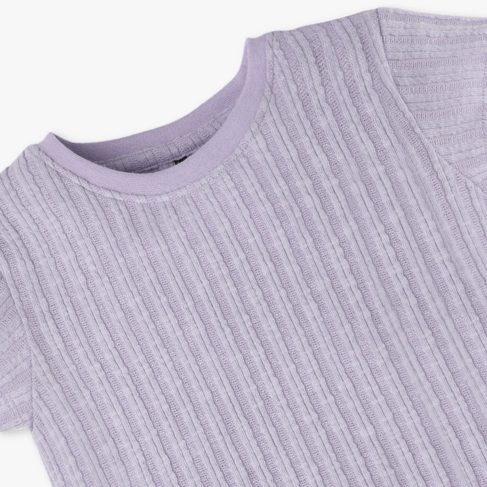 Girls Solid Structured Round Neck Short Sleeve T-Shirt - Image 6