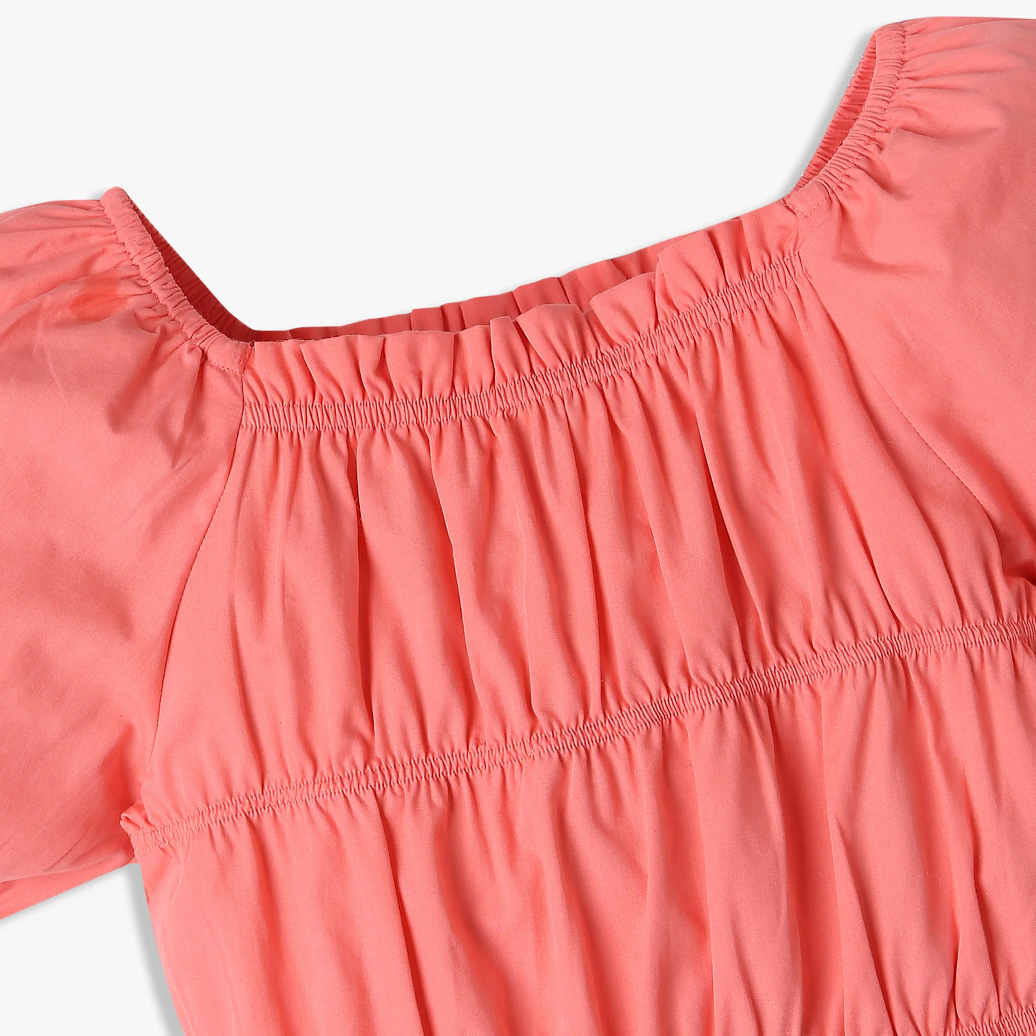 Girls Solid Ruched Square Neck Top - Image 6