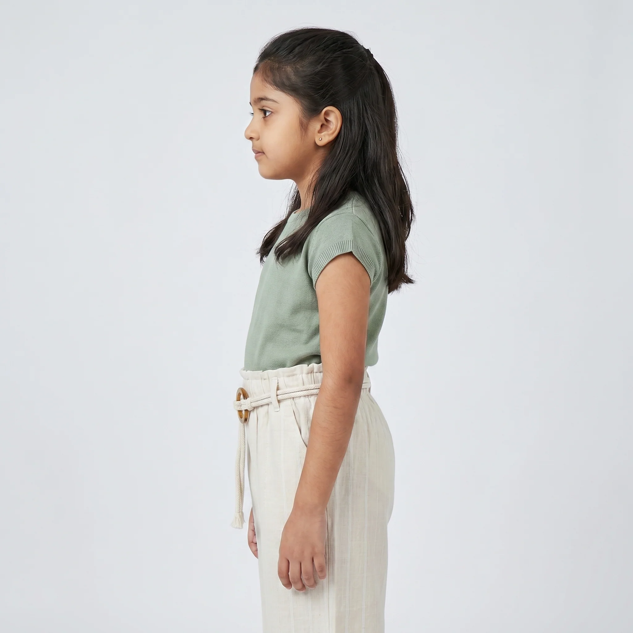 Girls Straight Wide Leg Pants With Belt Detail - Image 2