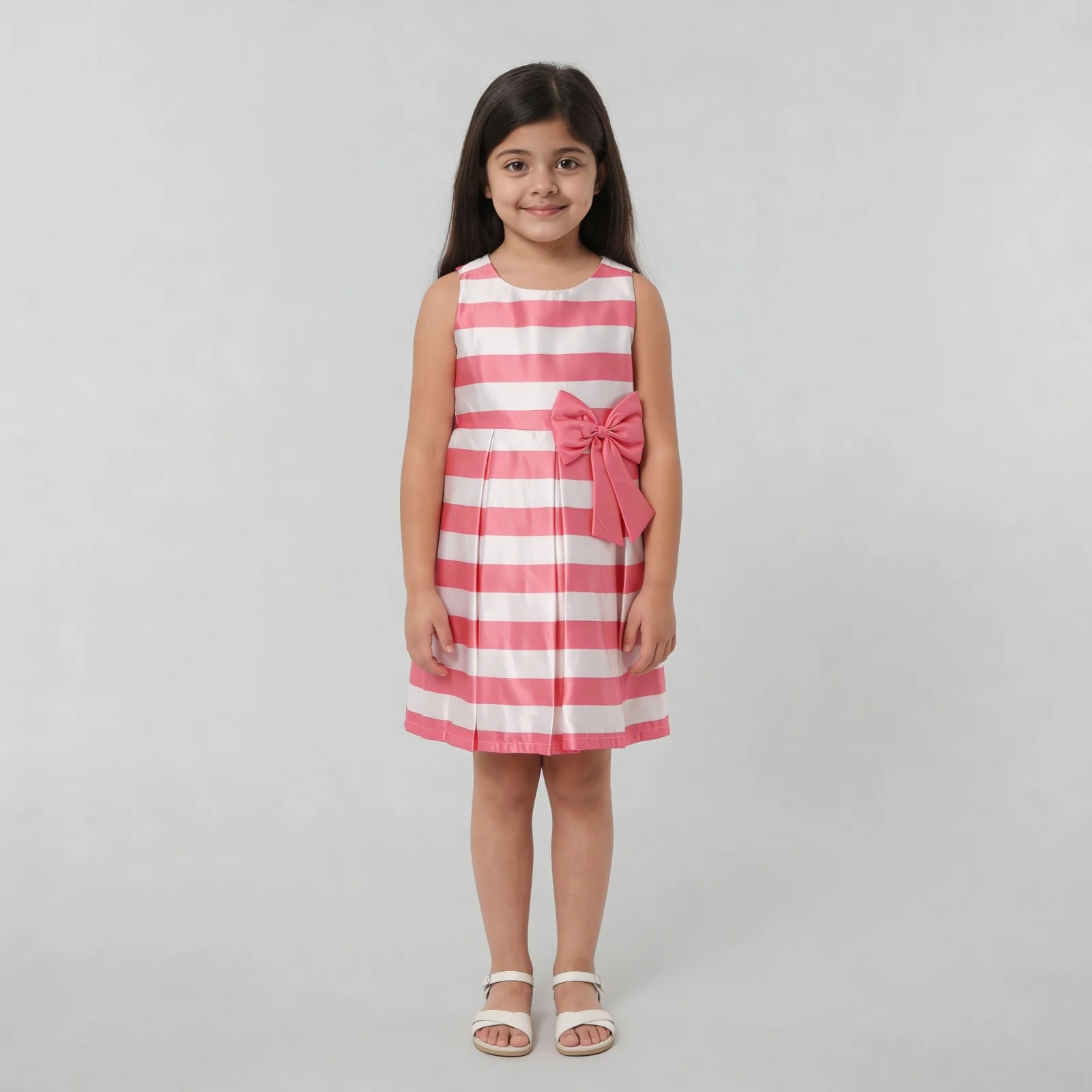 Girls Striped Satin Party Dress - Image 6