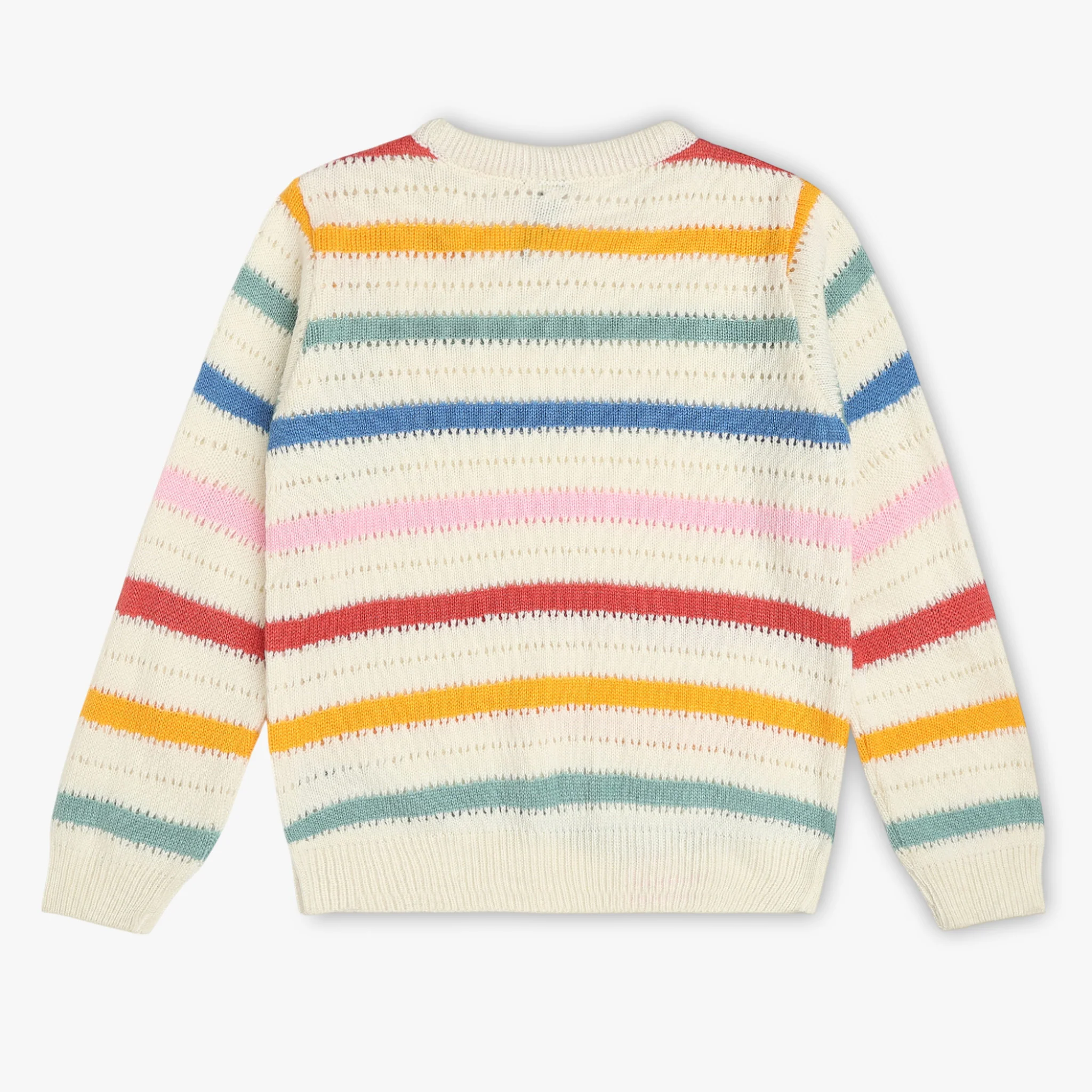 Girls Crew Neck Striped Sweater - Image 2
