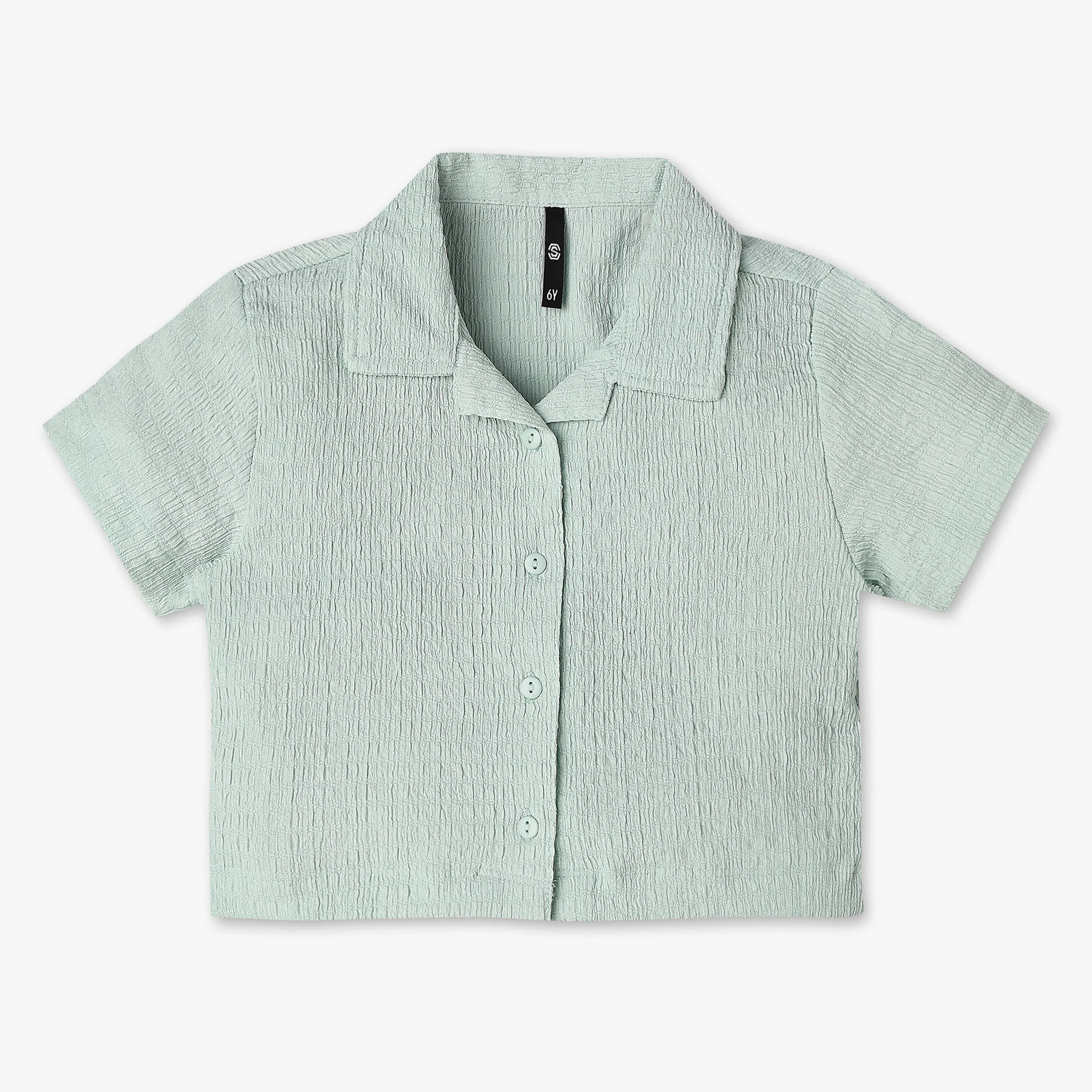 Girls Structured Woven Camp Collar Top - Image 4