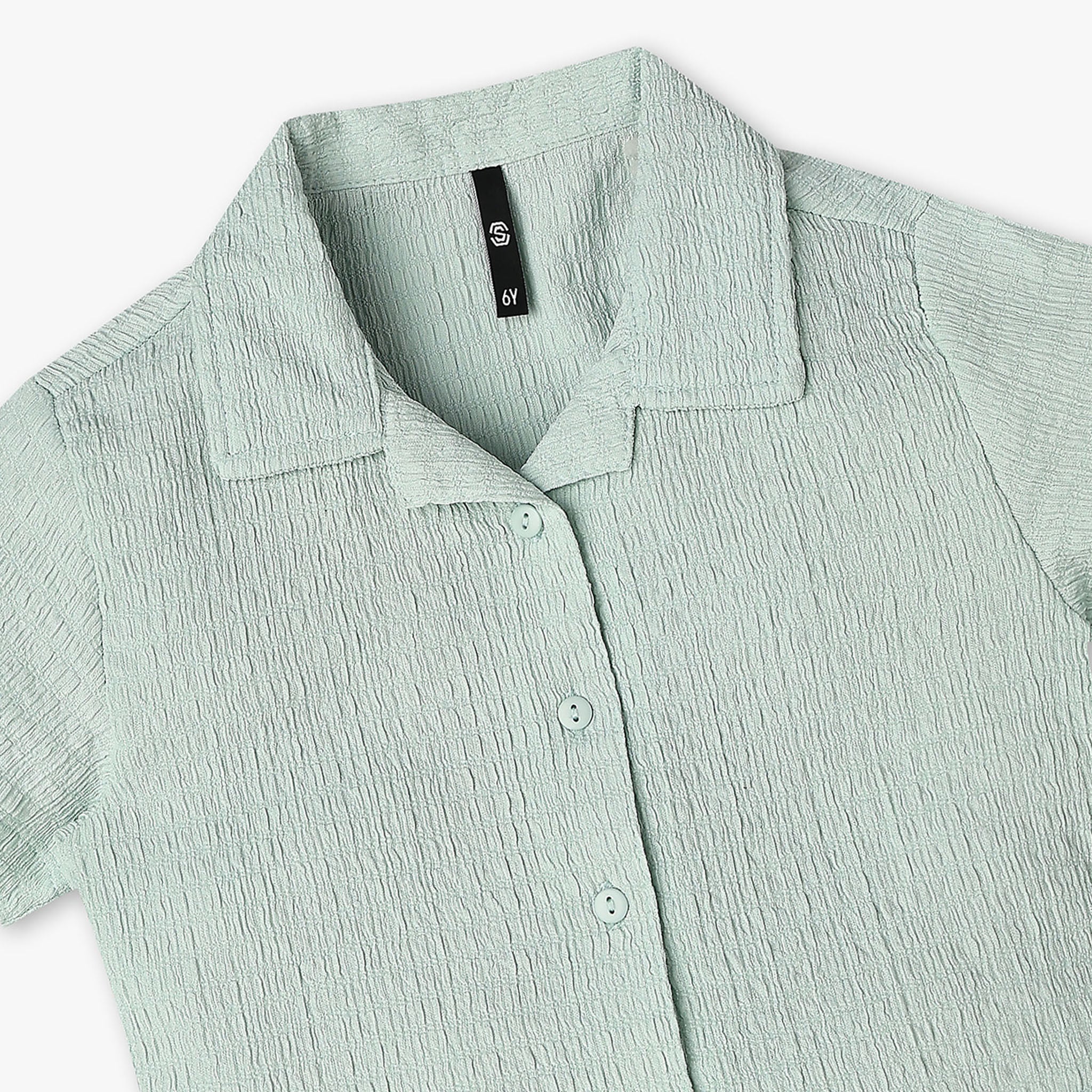 Girls Structured Woven Camp Collar Top - Image 6
