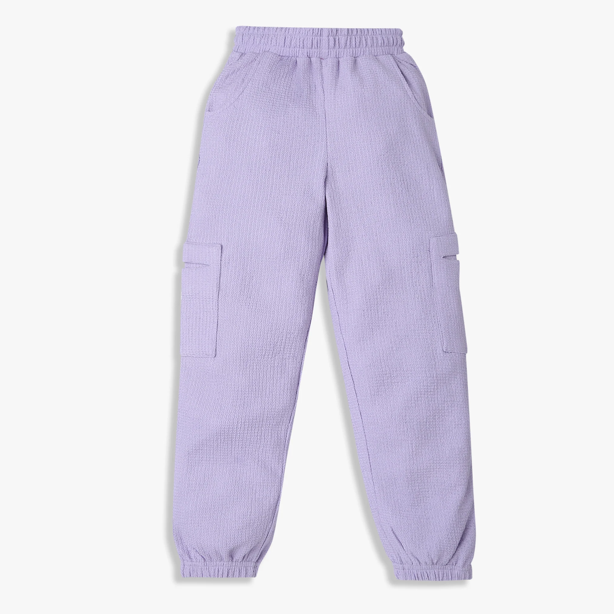 Girls Wide Leg Mid Rise Solid Full Length Trackpants - Image 4