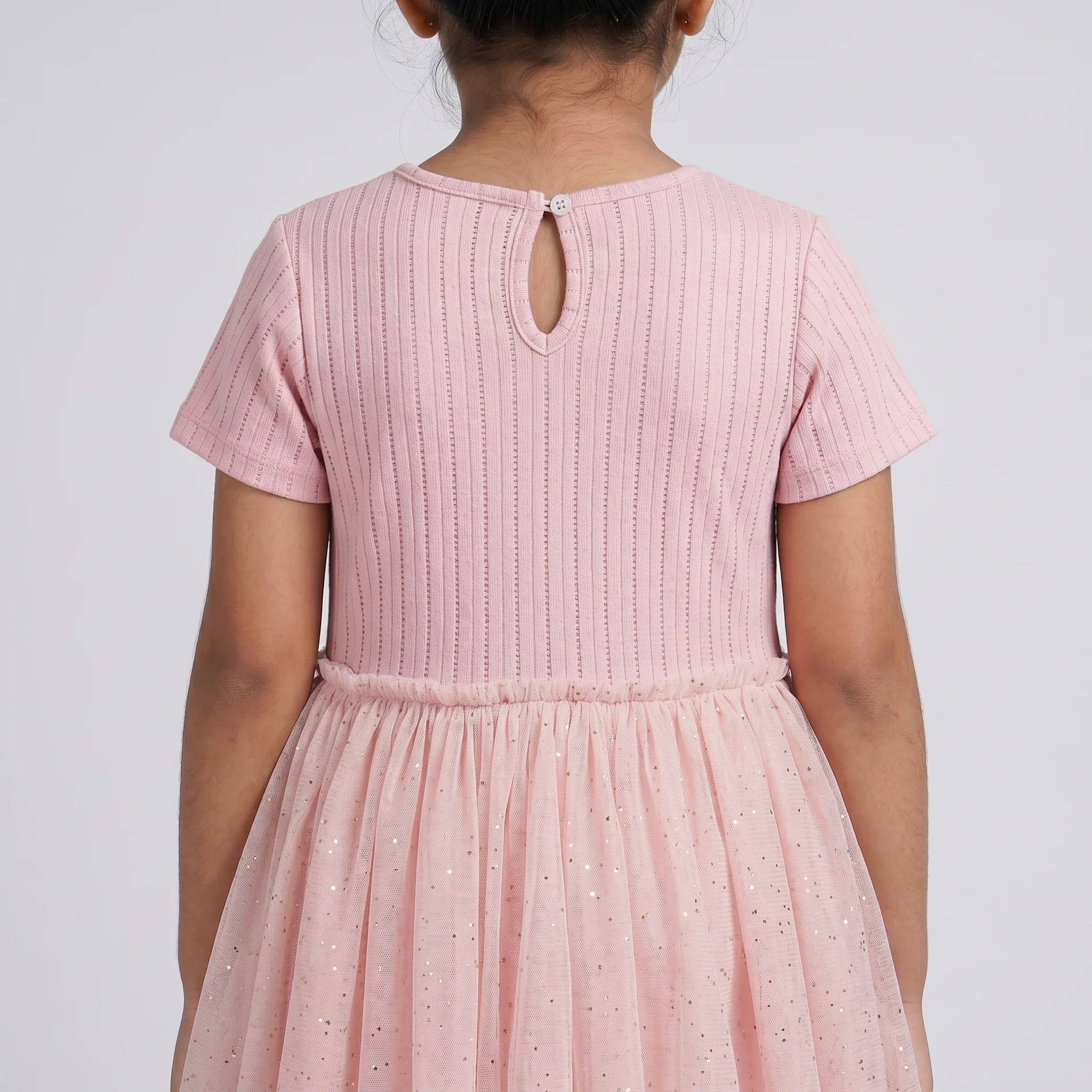 Girls Pointal Dress with Glitter Mesh - Image 3