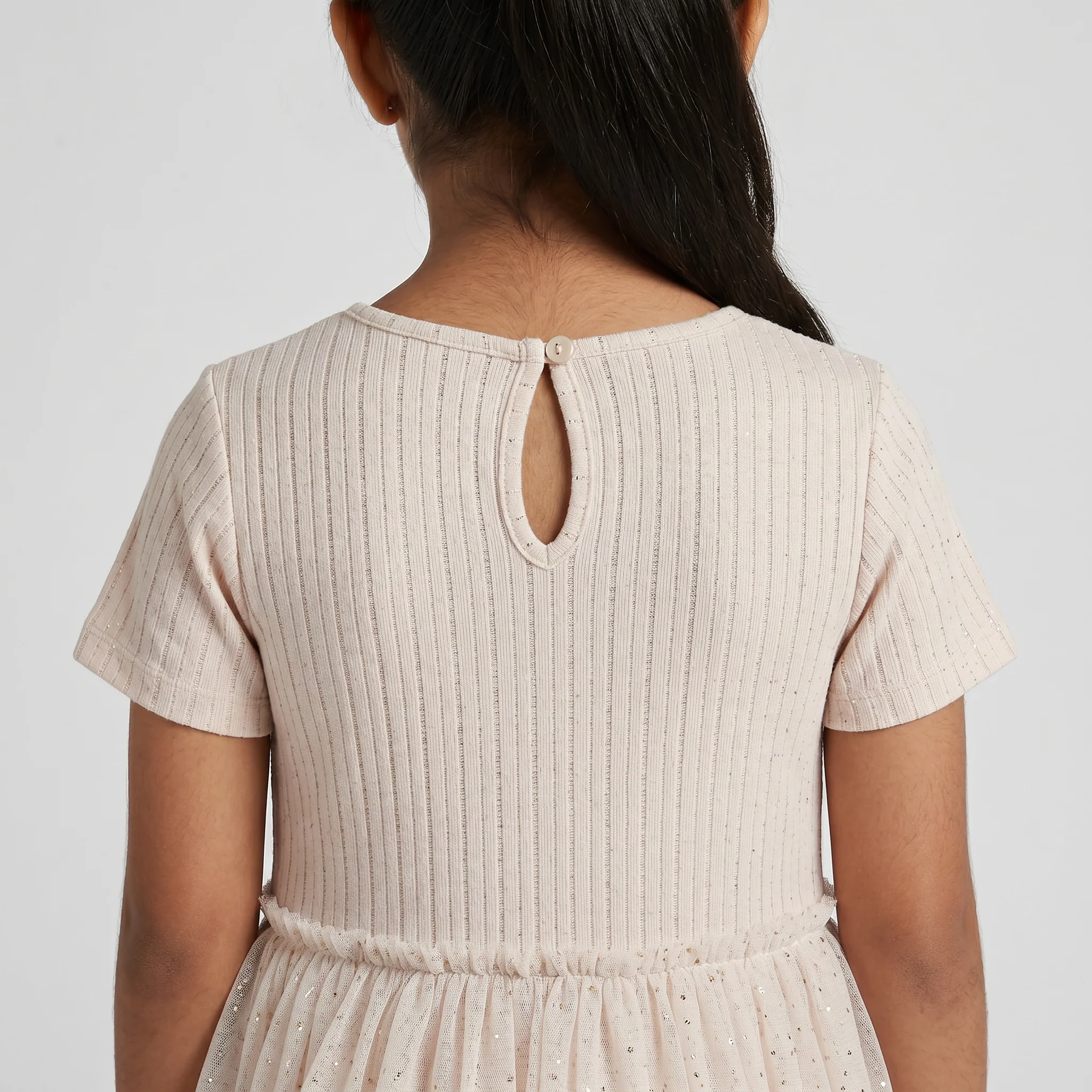 Girls Pointal Dress with Glitter Mesh - Image 7