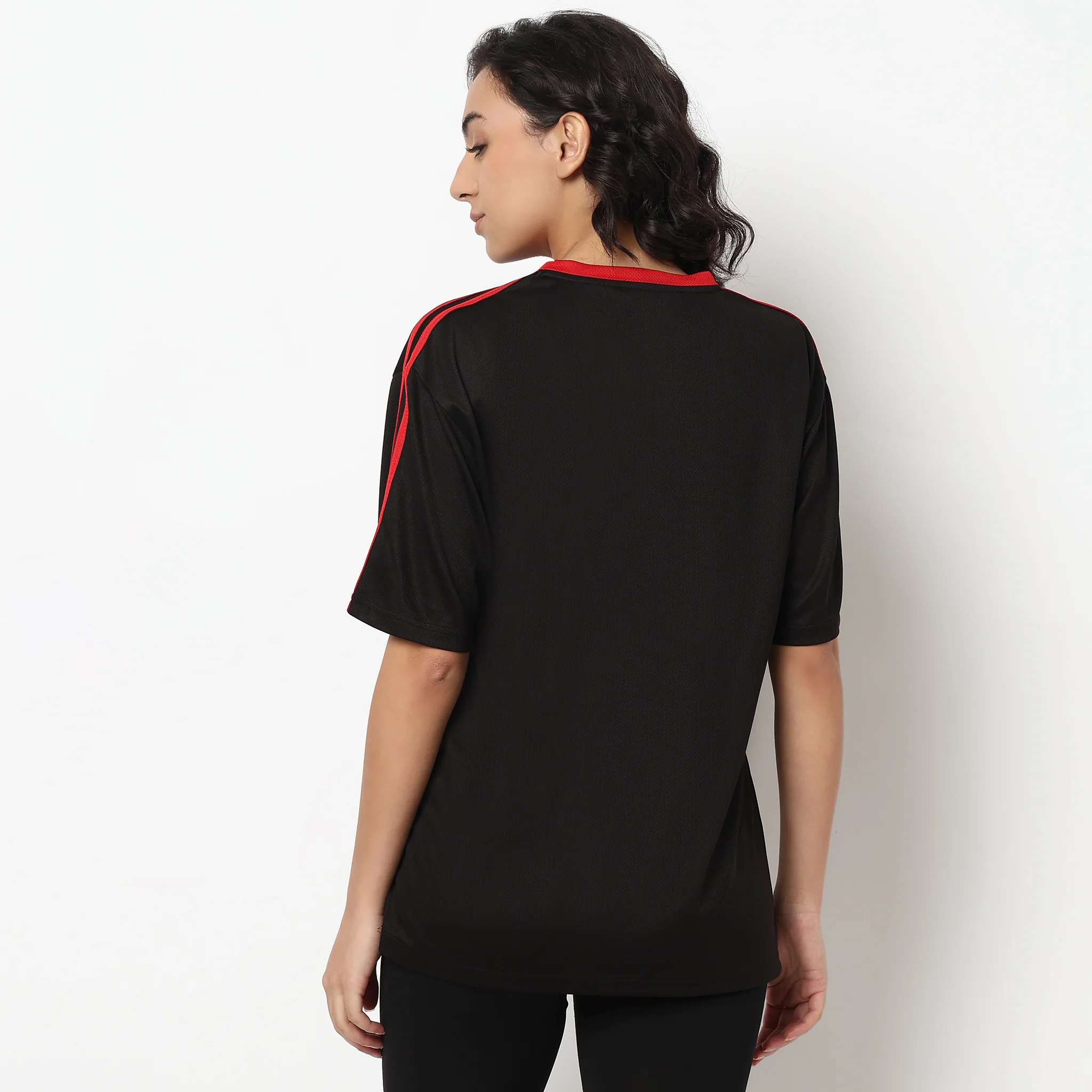 Air Dry Graphic Oversized V-Neck Longline T-Shirt - Image 3