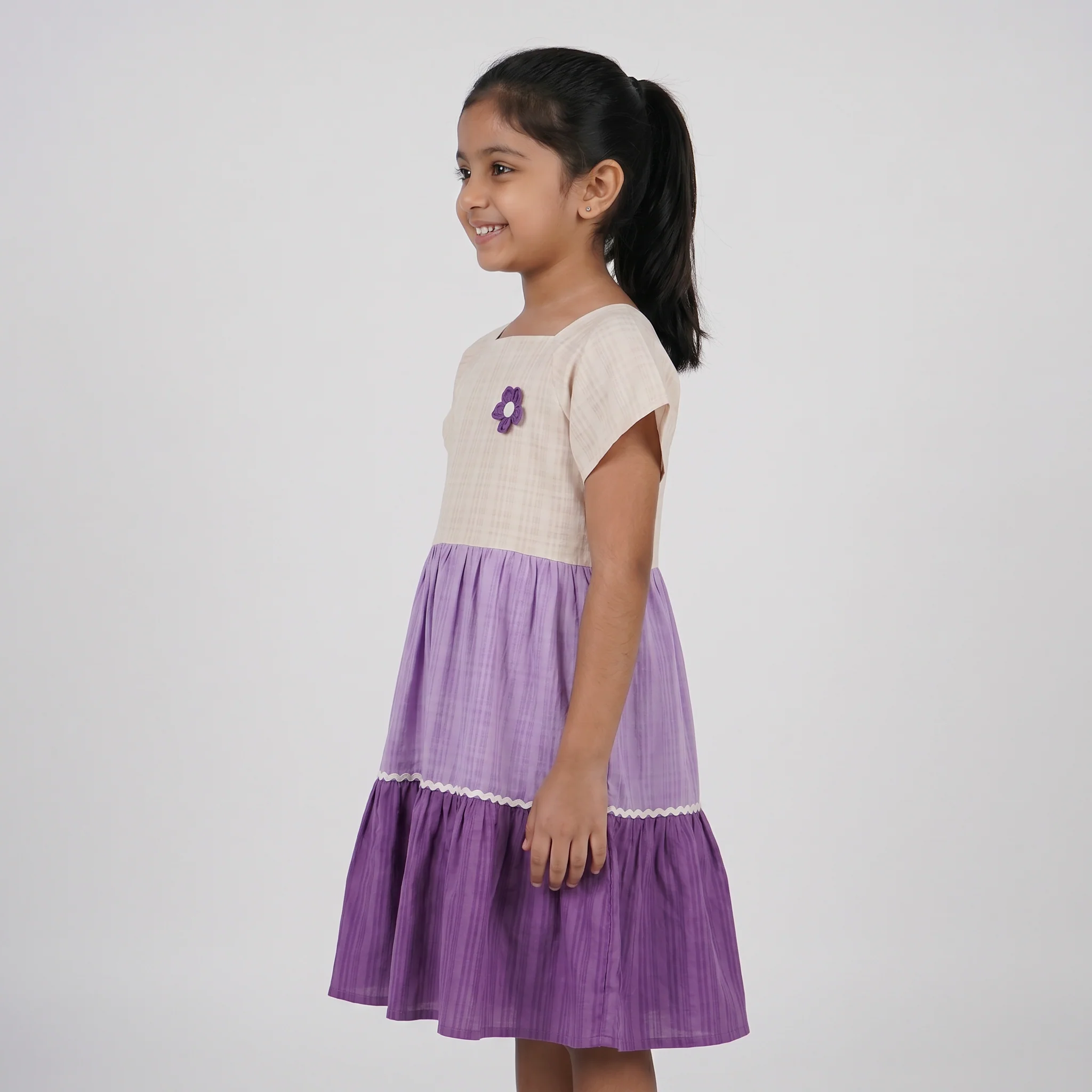 Girls Tiered Colourblock Dress - Image 2
