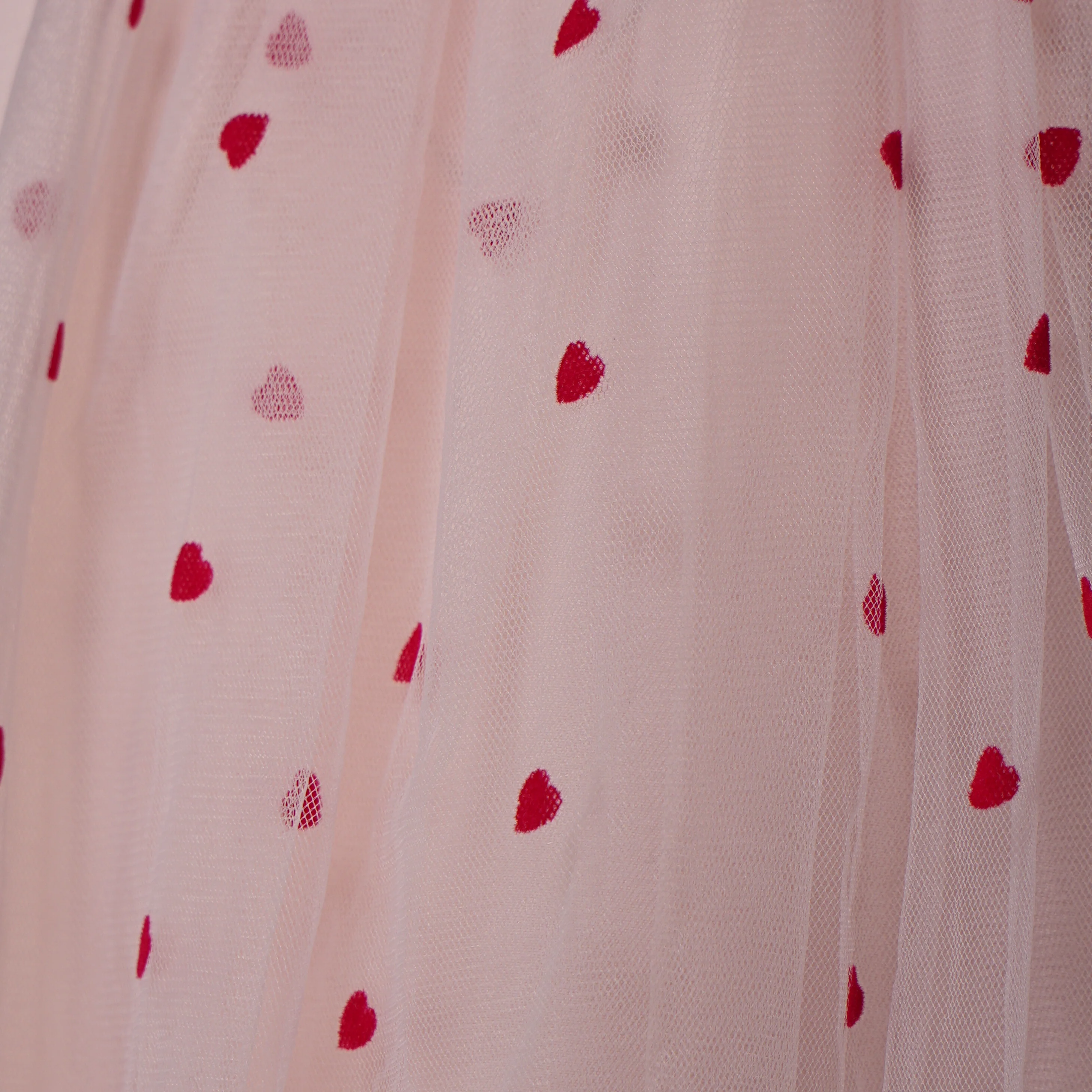 Girls Heart Print Tulle Dress - Image 4