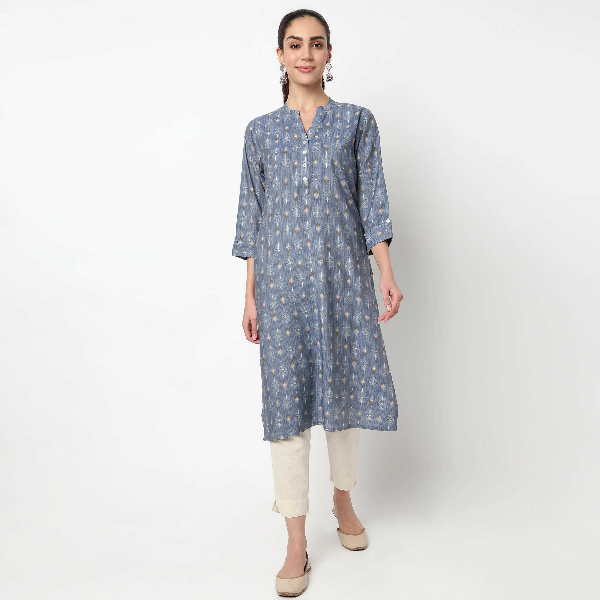 Half Placket Long Kurta - Image 2