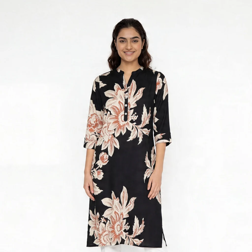 Half Placket Long Kurta - Image 2