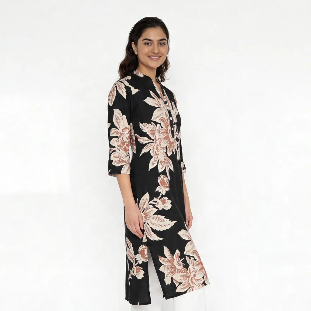 Half Placket Long Kurta - Image 5