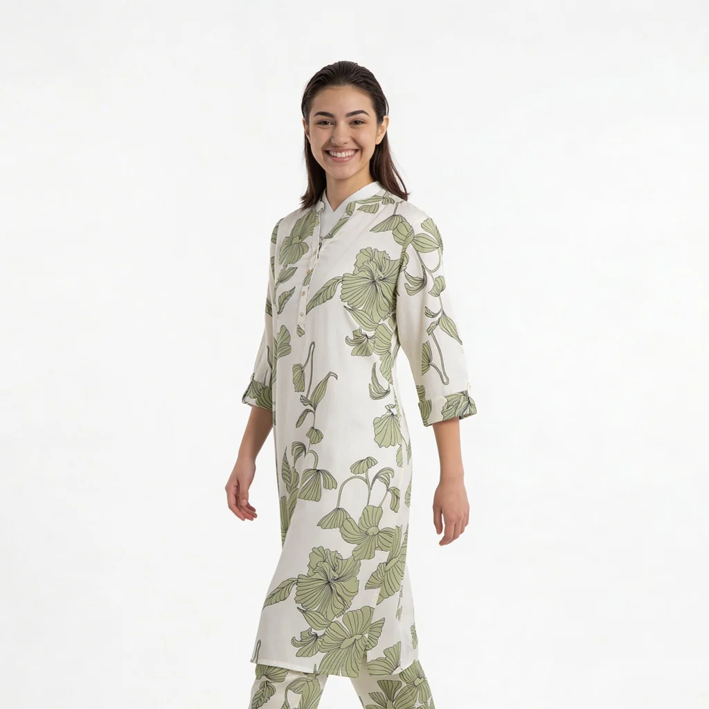 Half Placket Long Kurta - Image 5
