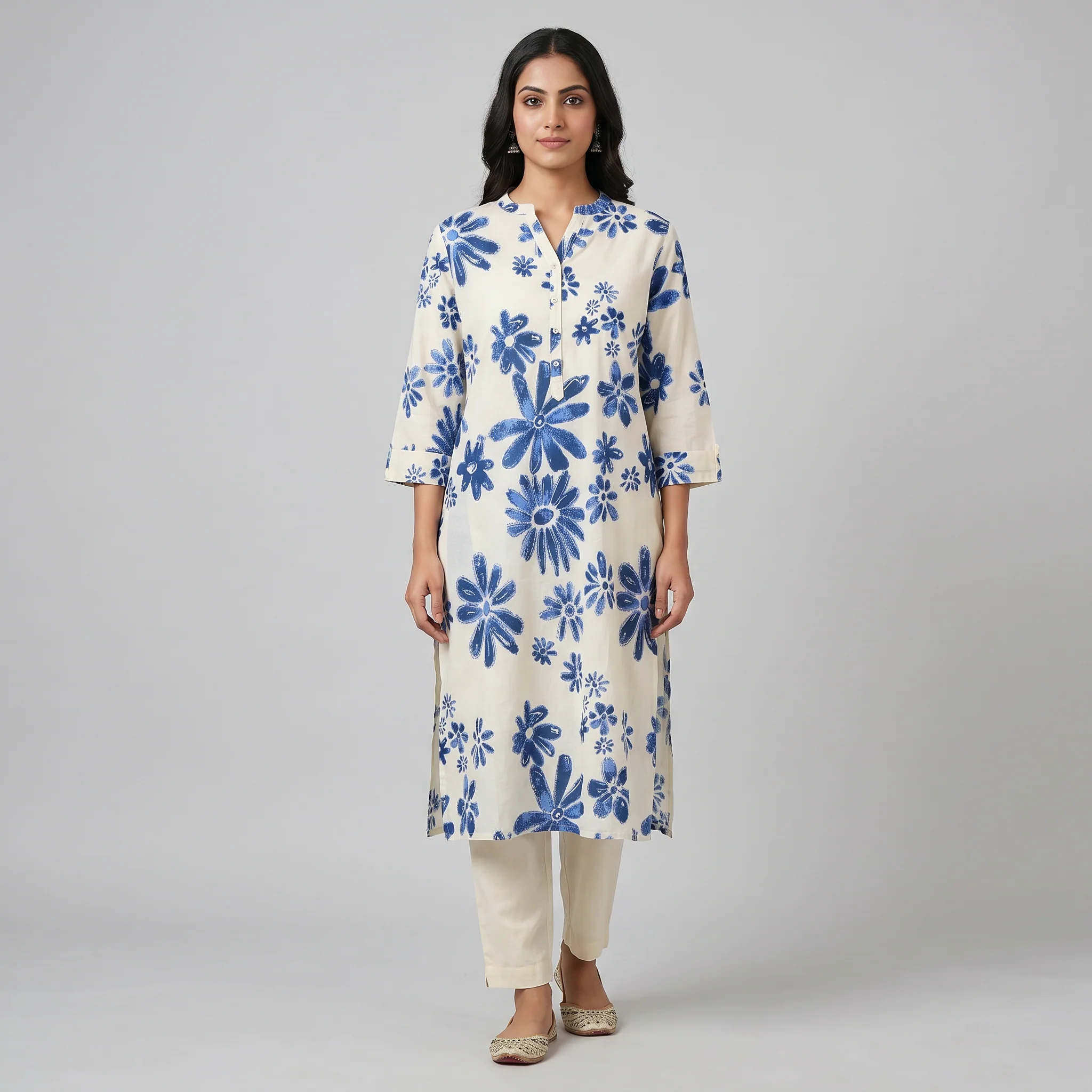 Half Placket Long Kurta