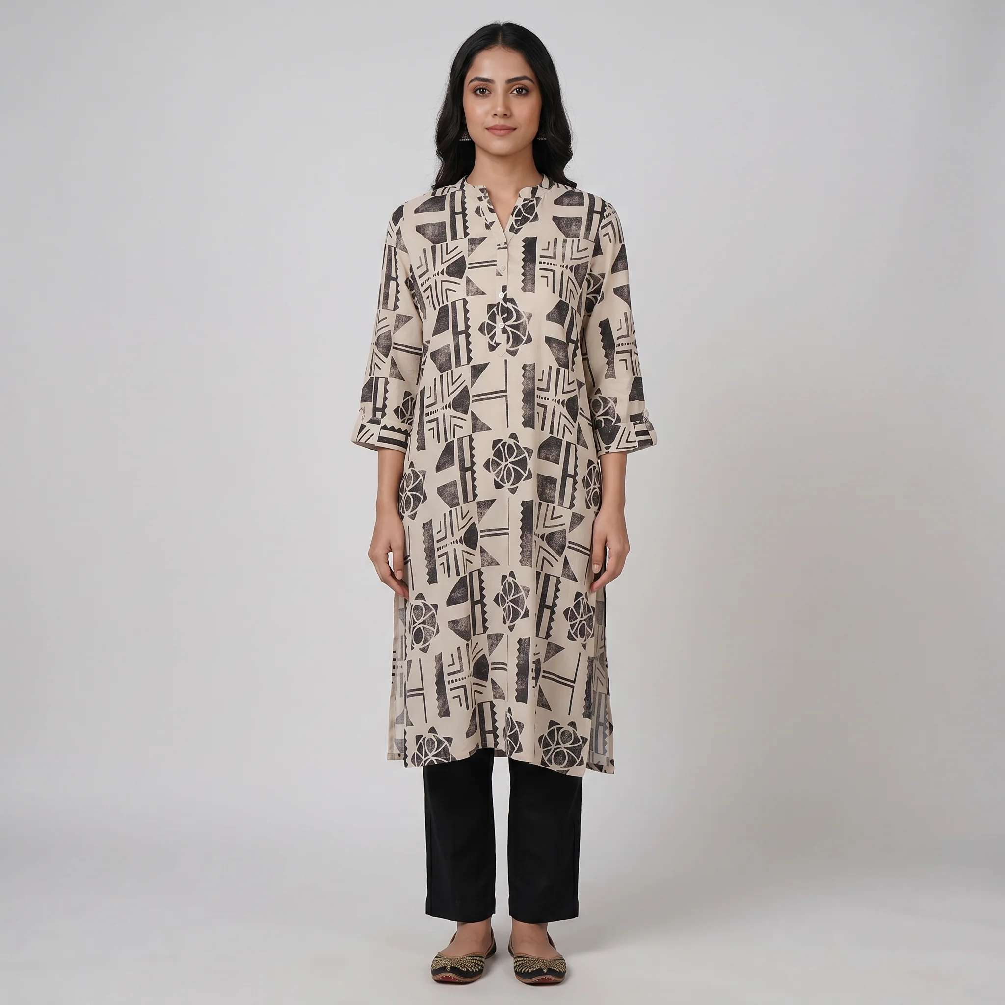 Half Placket Long Kurta