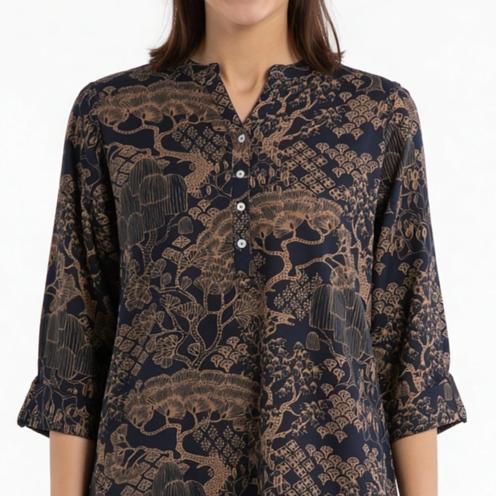 Half Placket Printed Long Kurta - Image 4