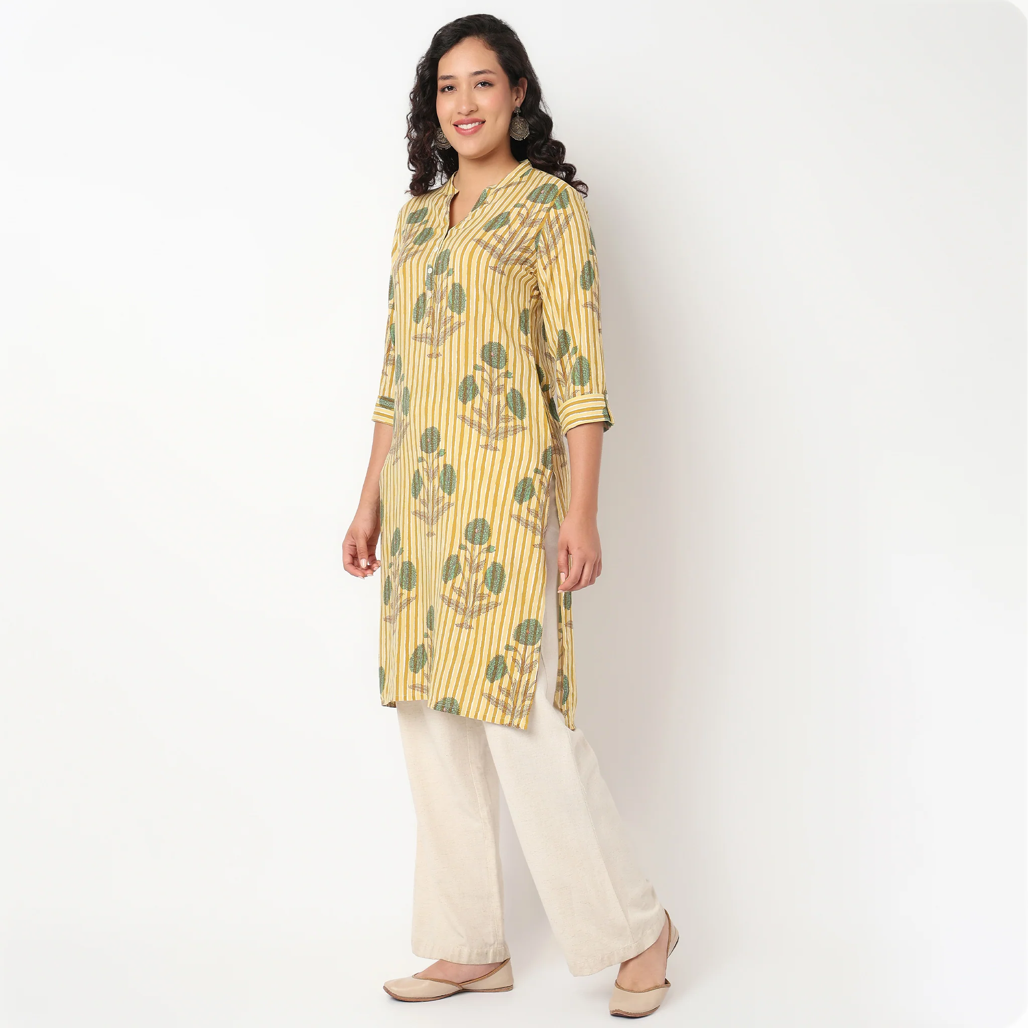 Half Placket Rayon Long Kurta - Image 5