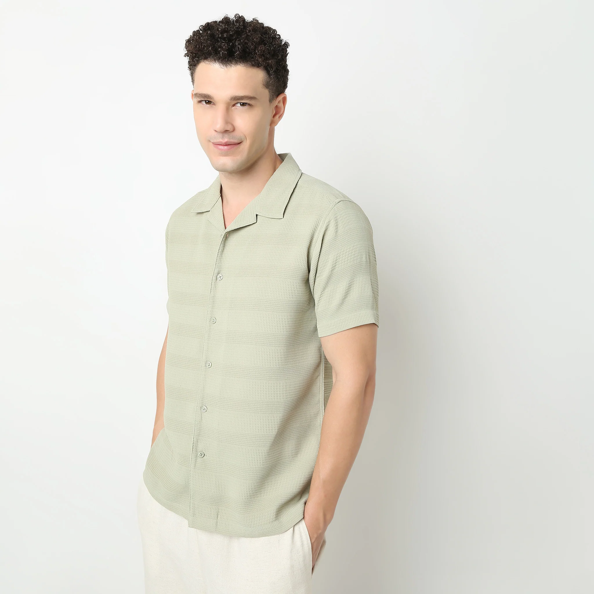Half Sleeve Camp Collar Mood Shirt - Image 5