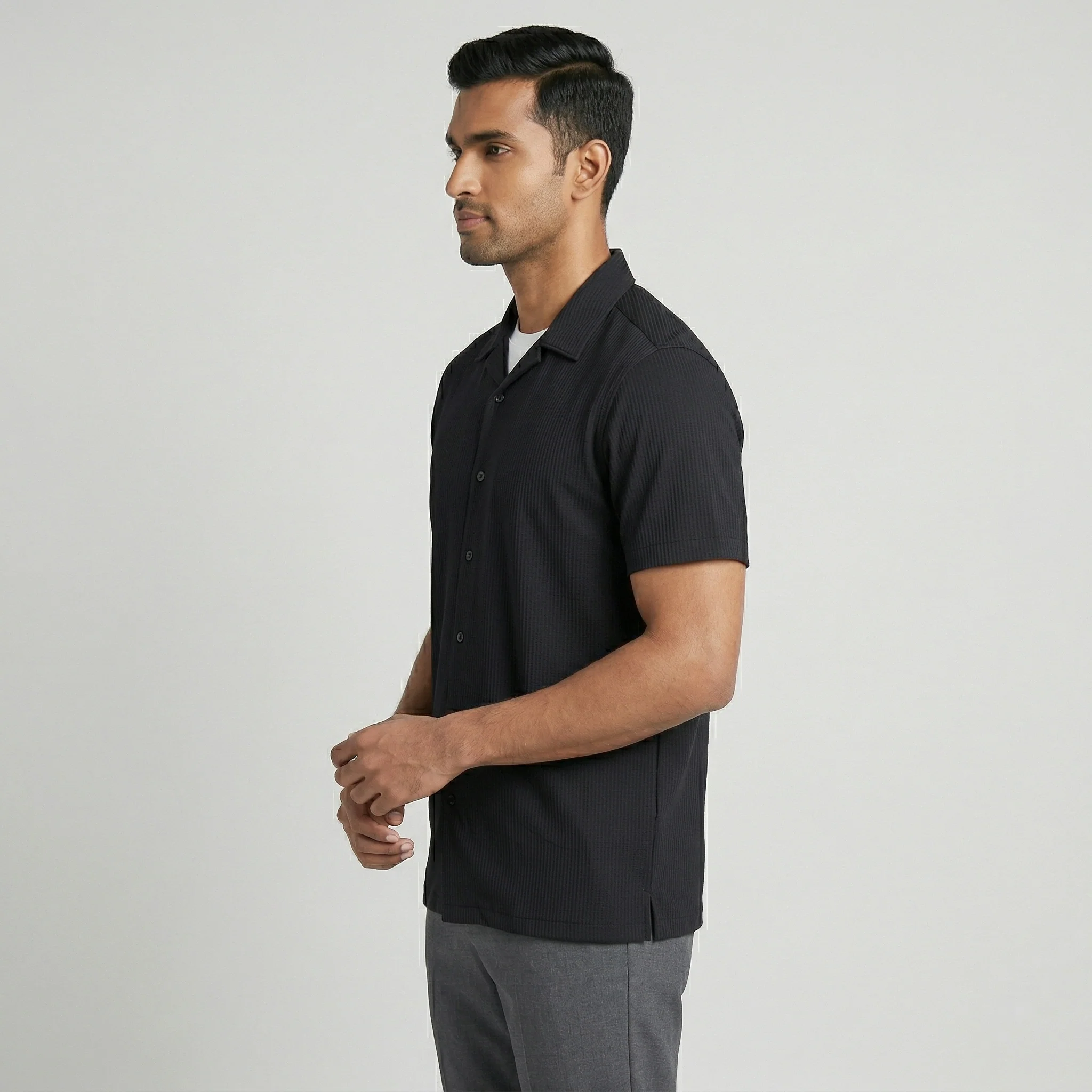 Half Sleeve Solid Cuban Shirt - Image 10