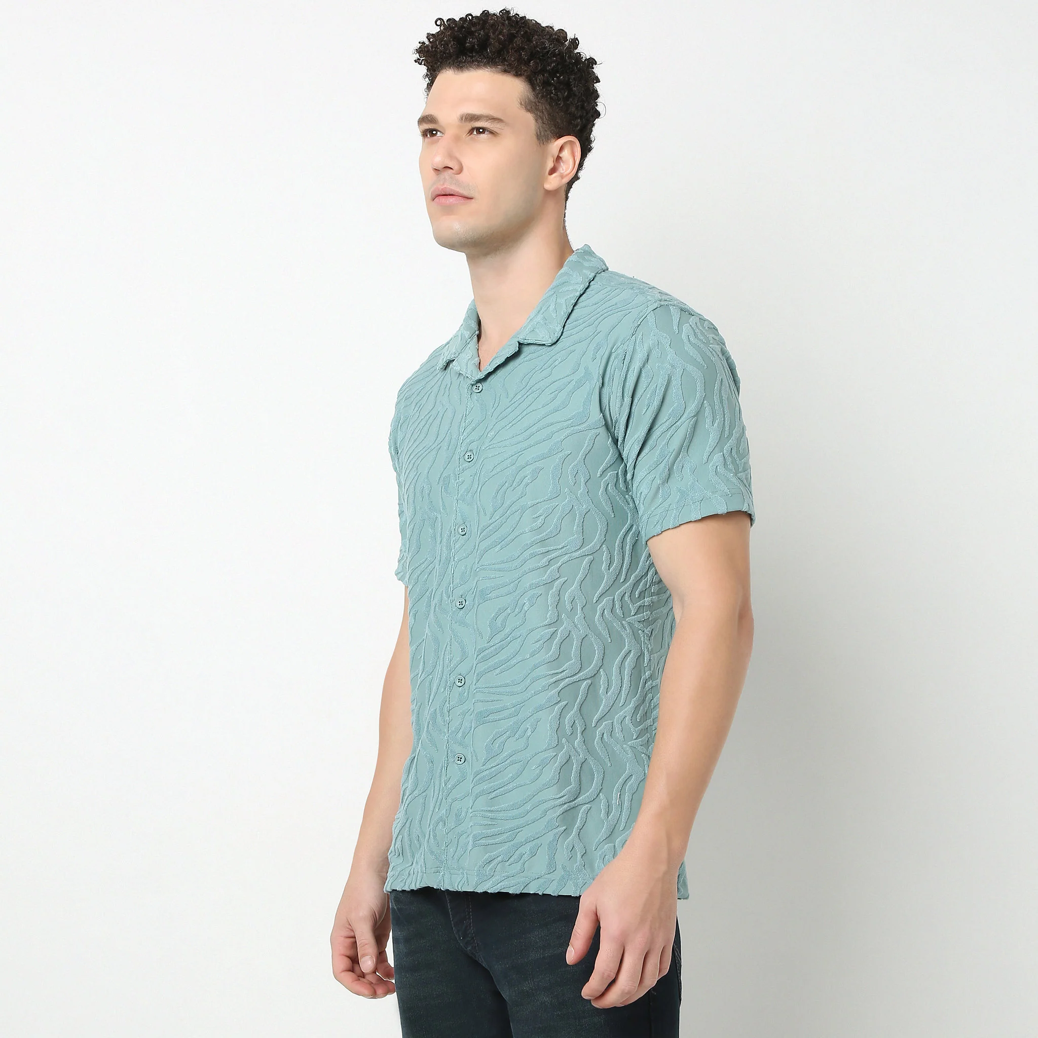 Half Sleeve Textured Cuban Shirt - Image 15