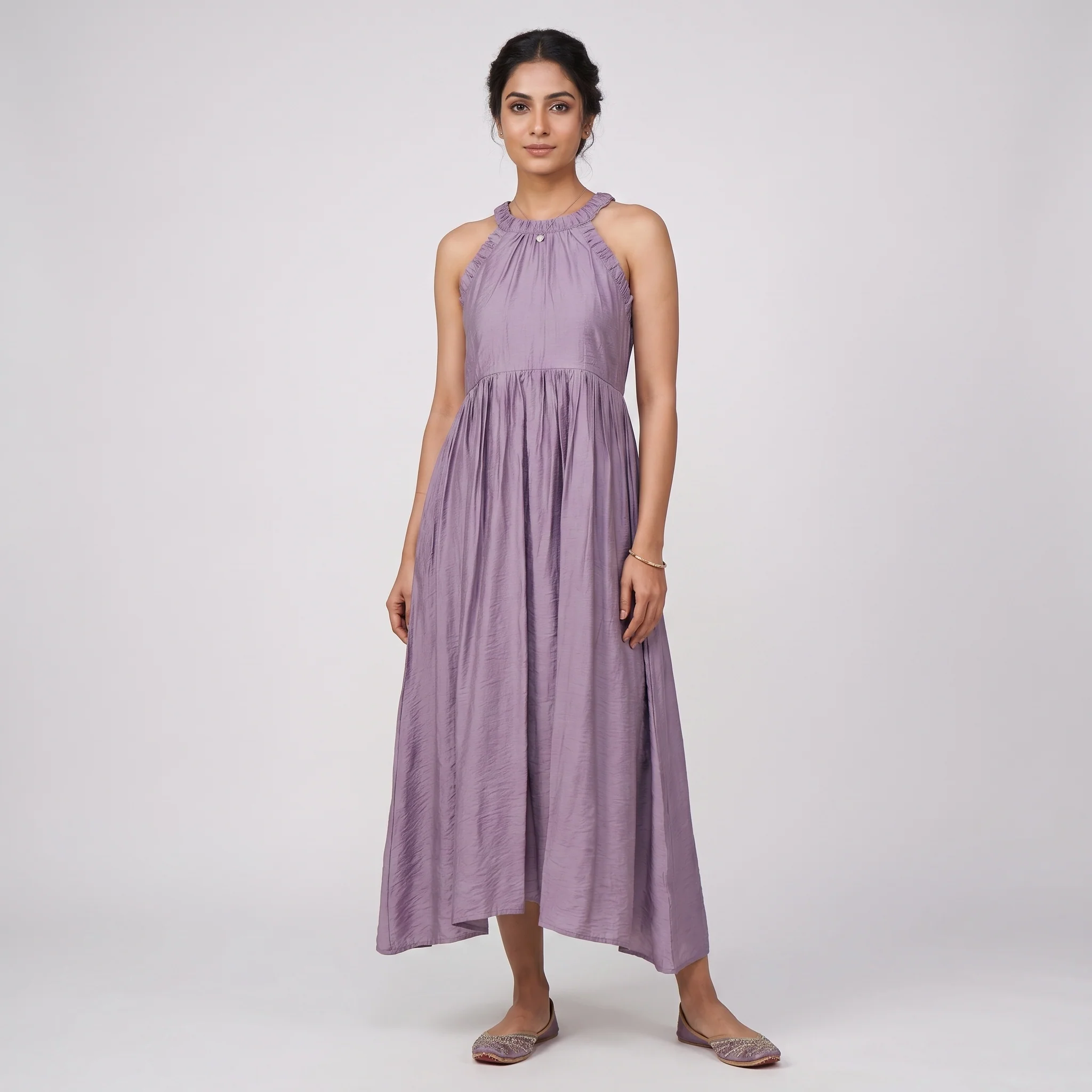 Halter Neck Flared Dress
