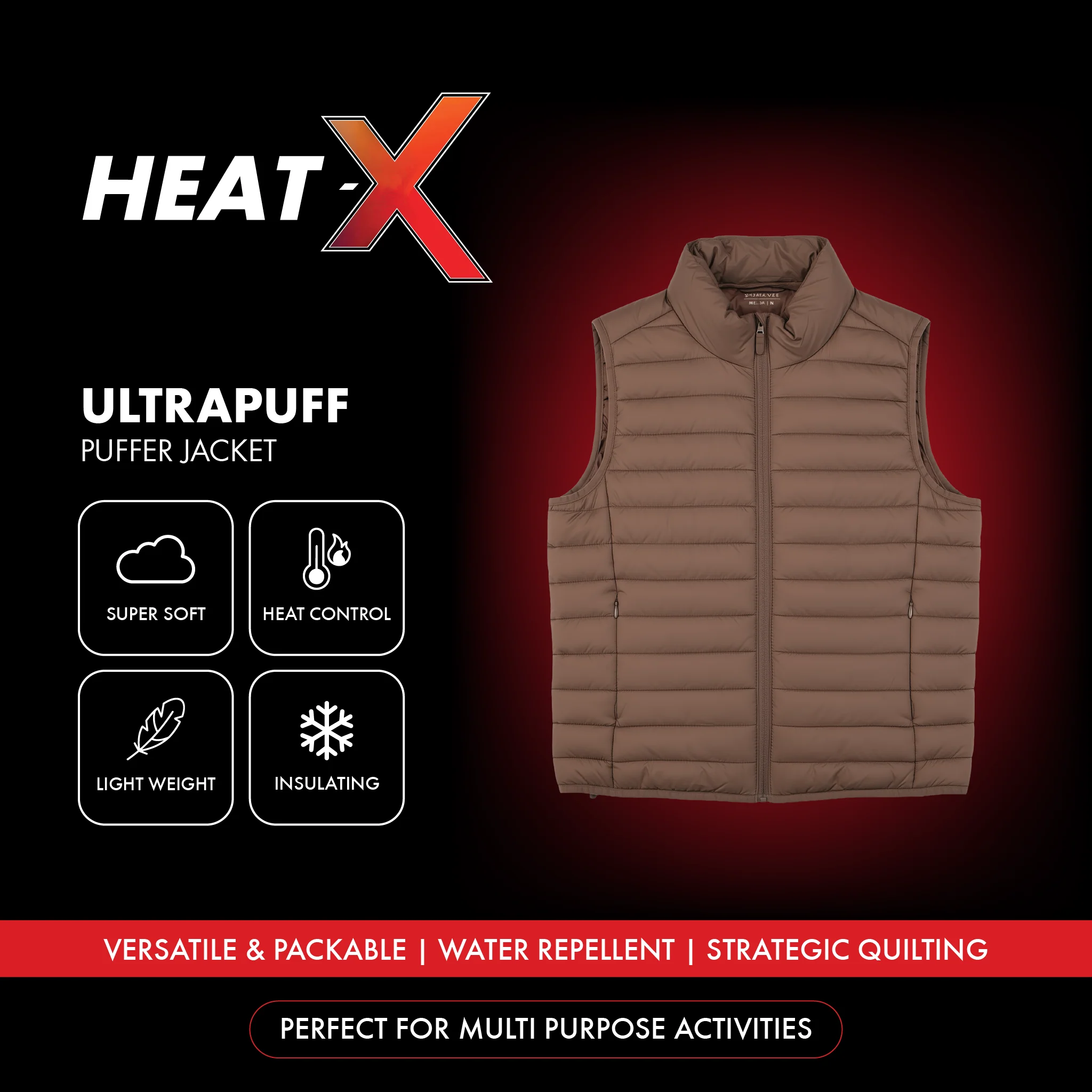 Heat-X Ultrapuff High Neck Sleeveless Gilet Jacket - Water Repellant Fabric with Zippered Hand Pockets - Image 18