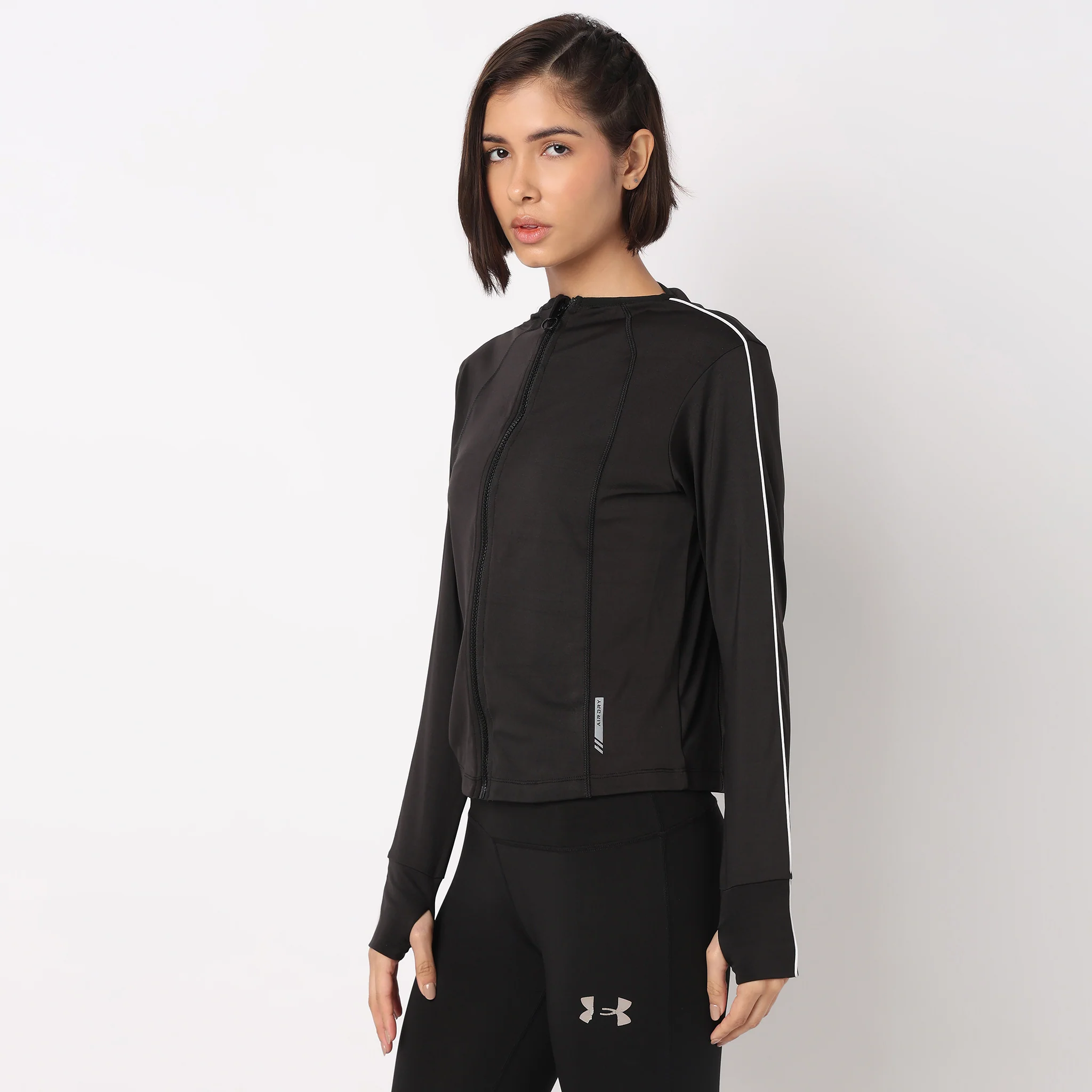 Air Dry High Neck Jacket with Front Zipper Opening - Image 5
