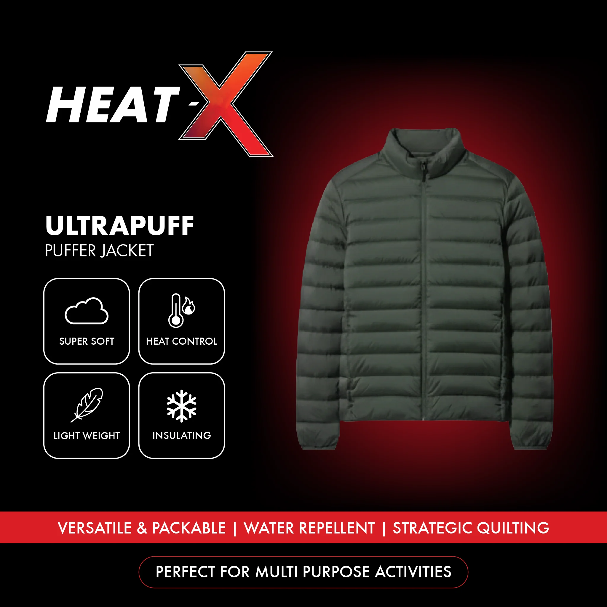Heat-X Ultrapuff High Neck Full Sleeve Bomber Jacket - Water Repellant Fabric with Zippered Hand Pockets - Image 6