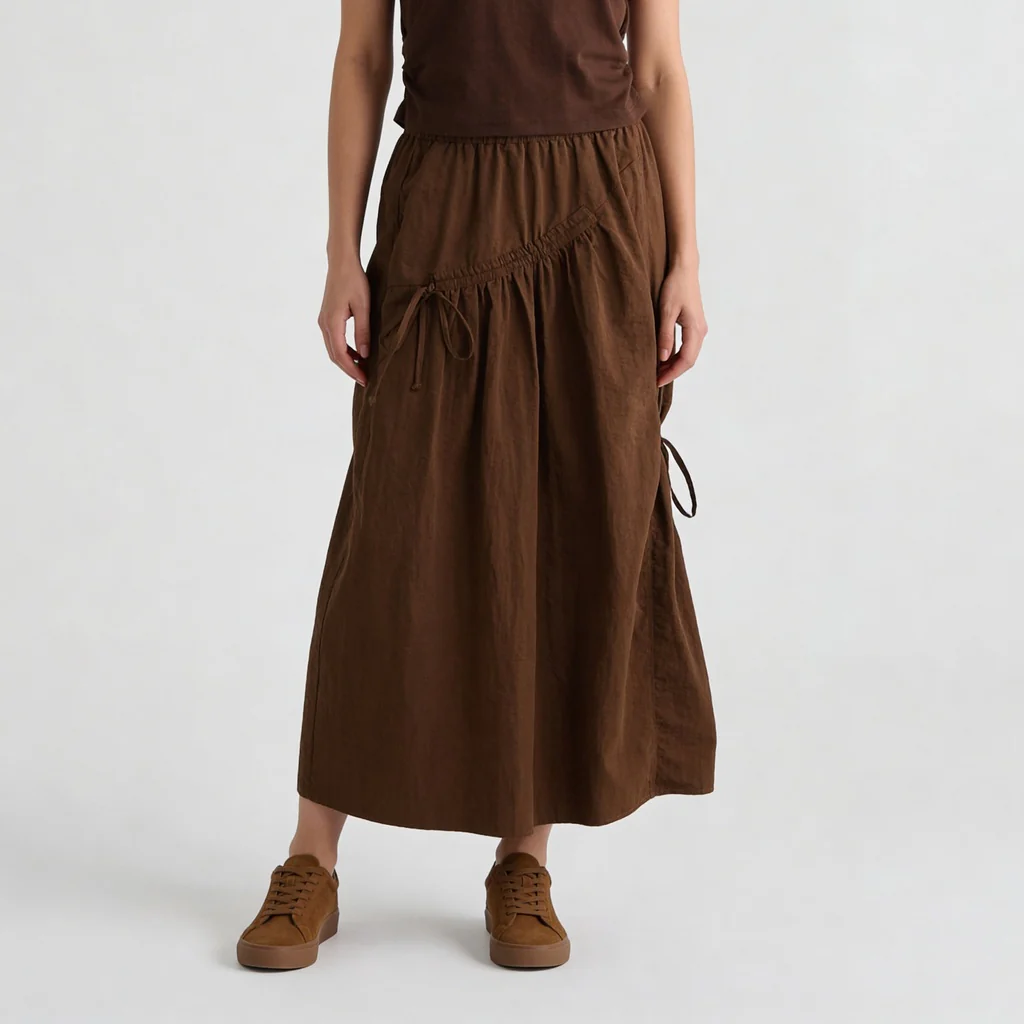 High Rise Flared Ruched Detail Skirt - Image 2