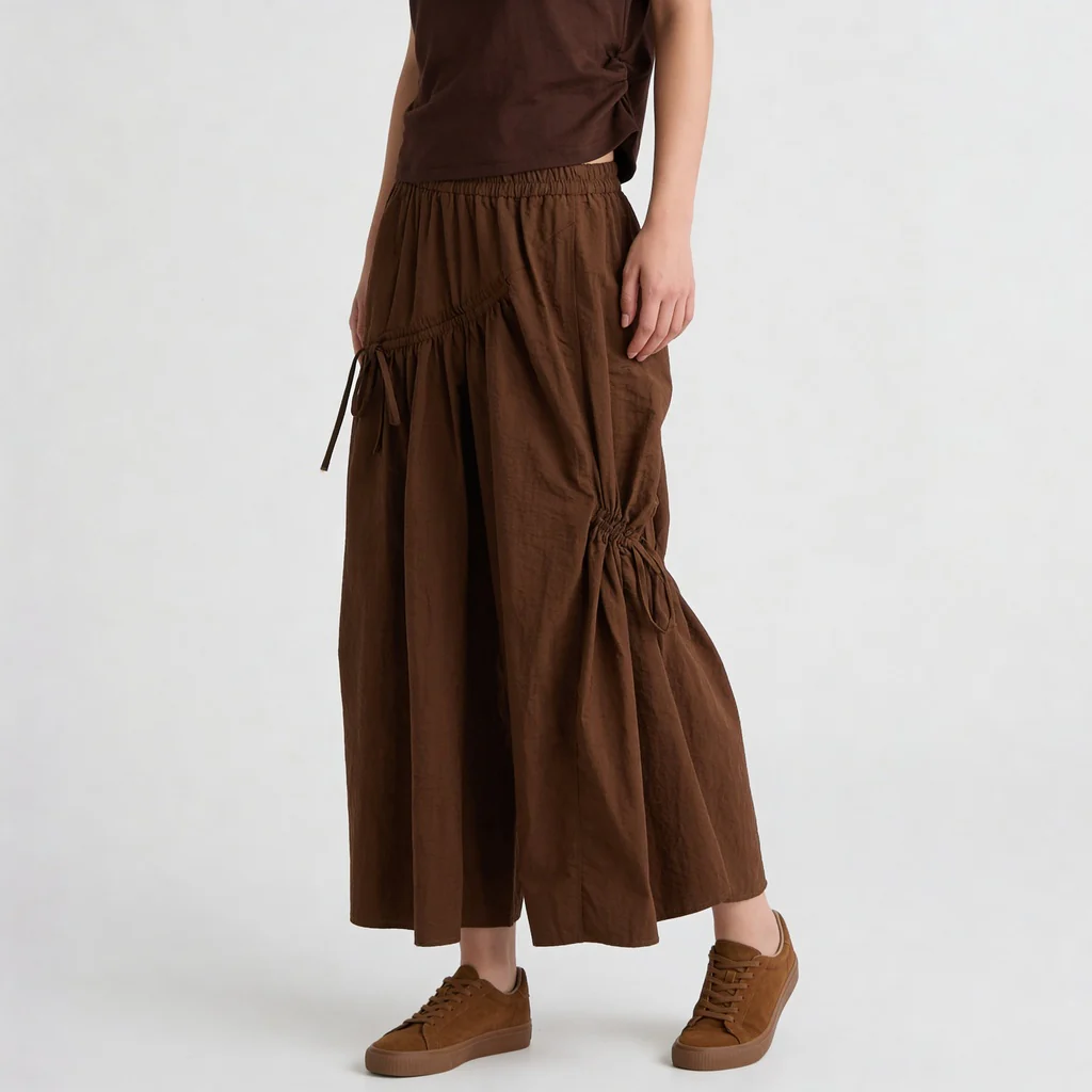 High Rise Flared Ruched Detail Skirt - Image 5