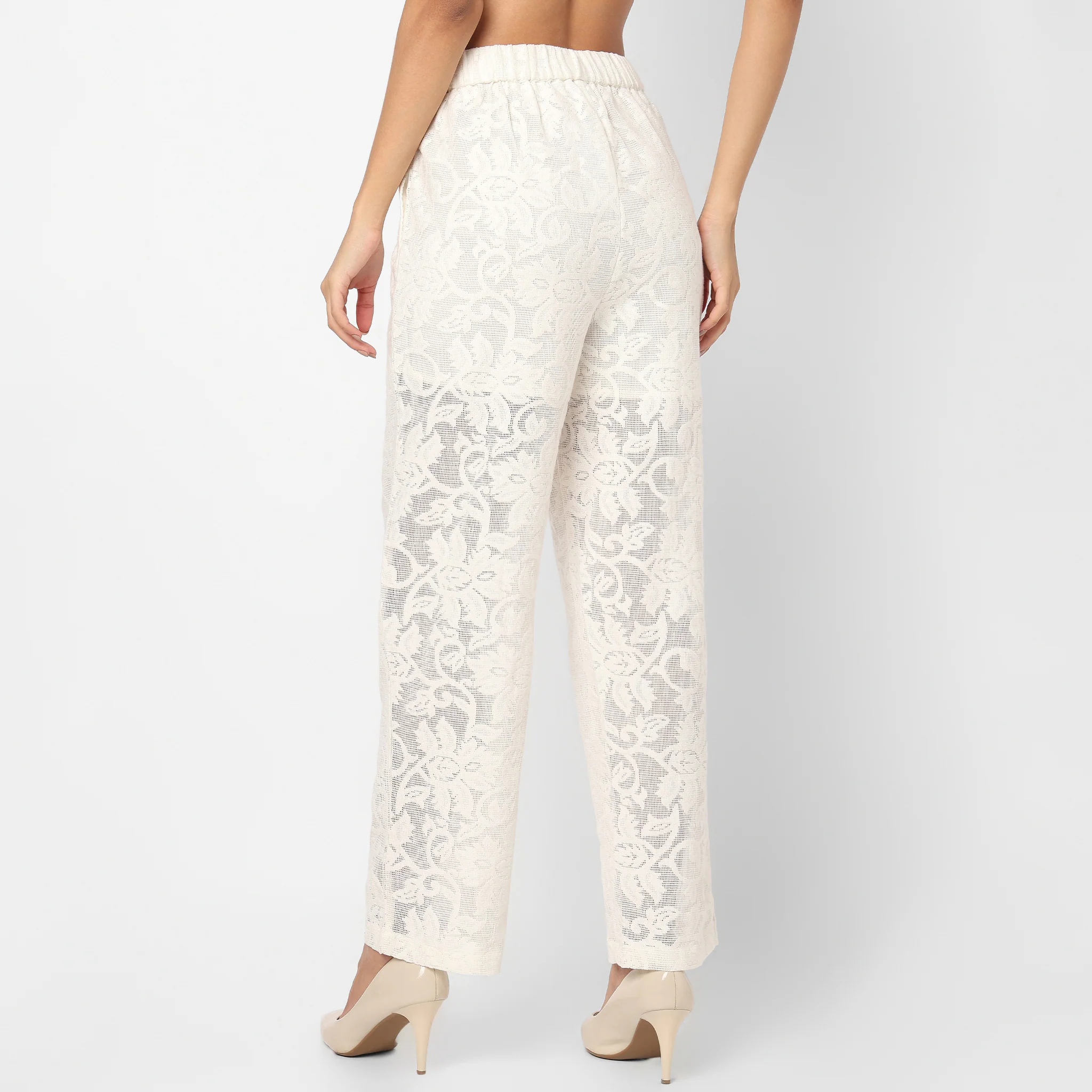 High Rise Half Lined Floral Palazzo - Image 3