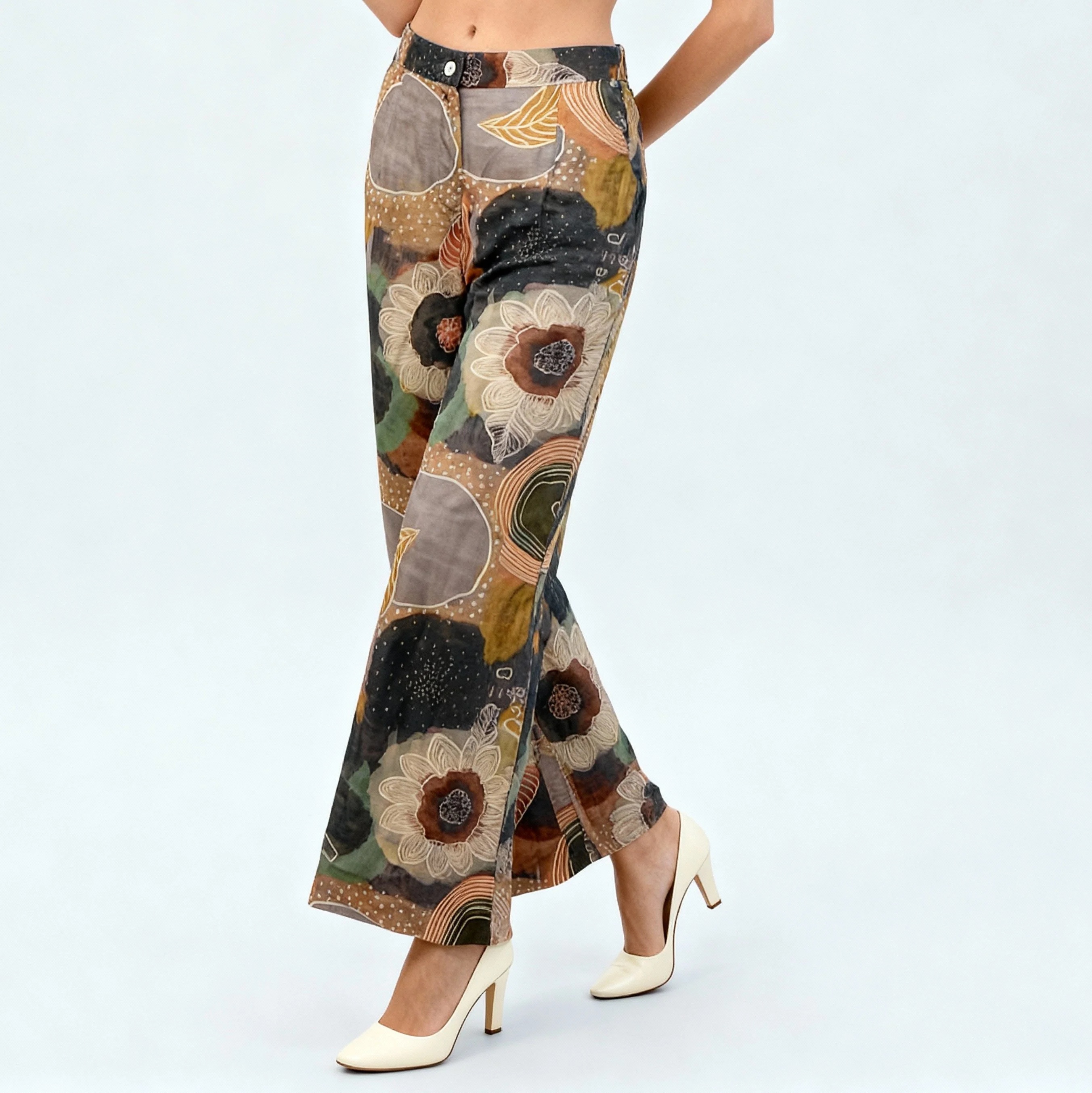 High Rise Printed Straight Pants - Image 5