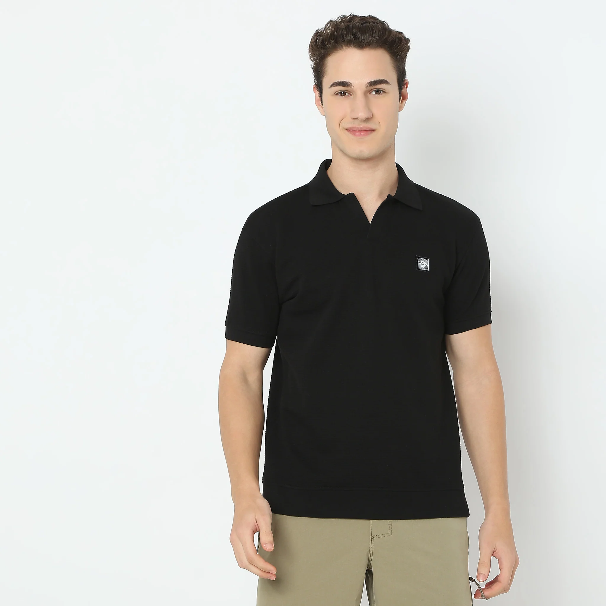 Jacquard Johnny Collar Island Polo T-Shirt - Image 12