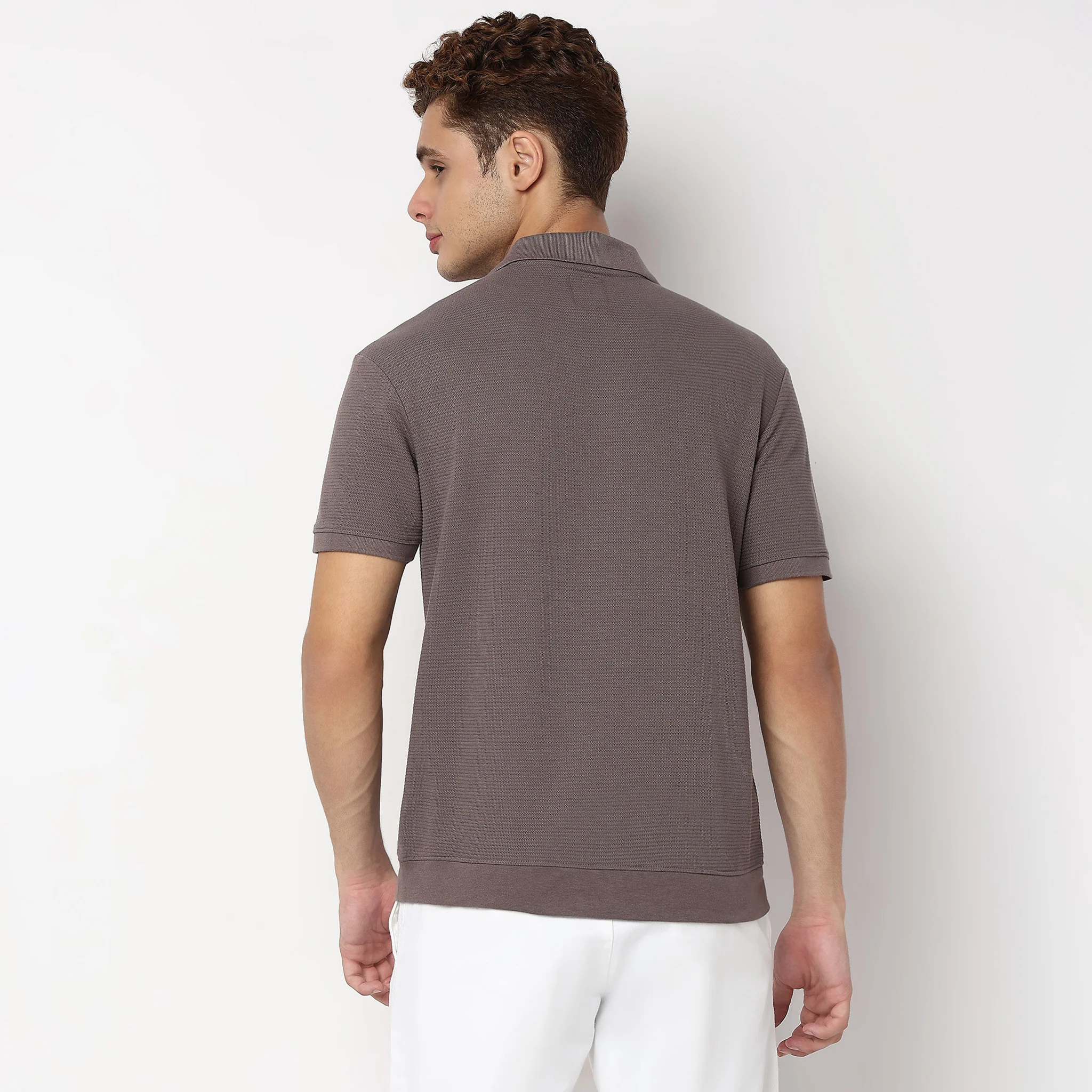 Jacquard Johnny Collar Island Polo T-Shirt - Image 18