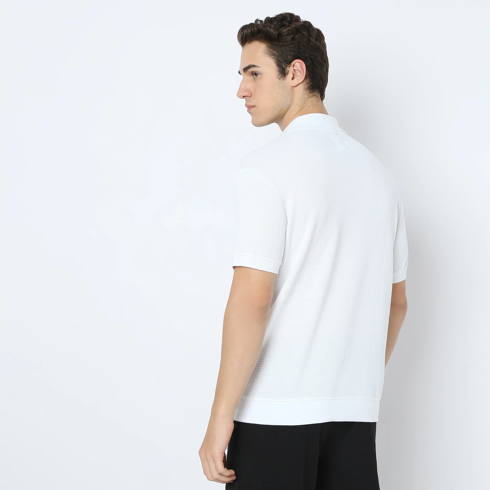 Jacquard Johnny Collar Island Polo T-Shirt - Image 3