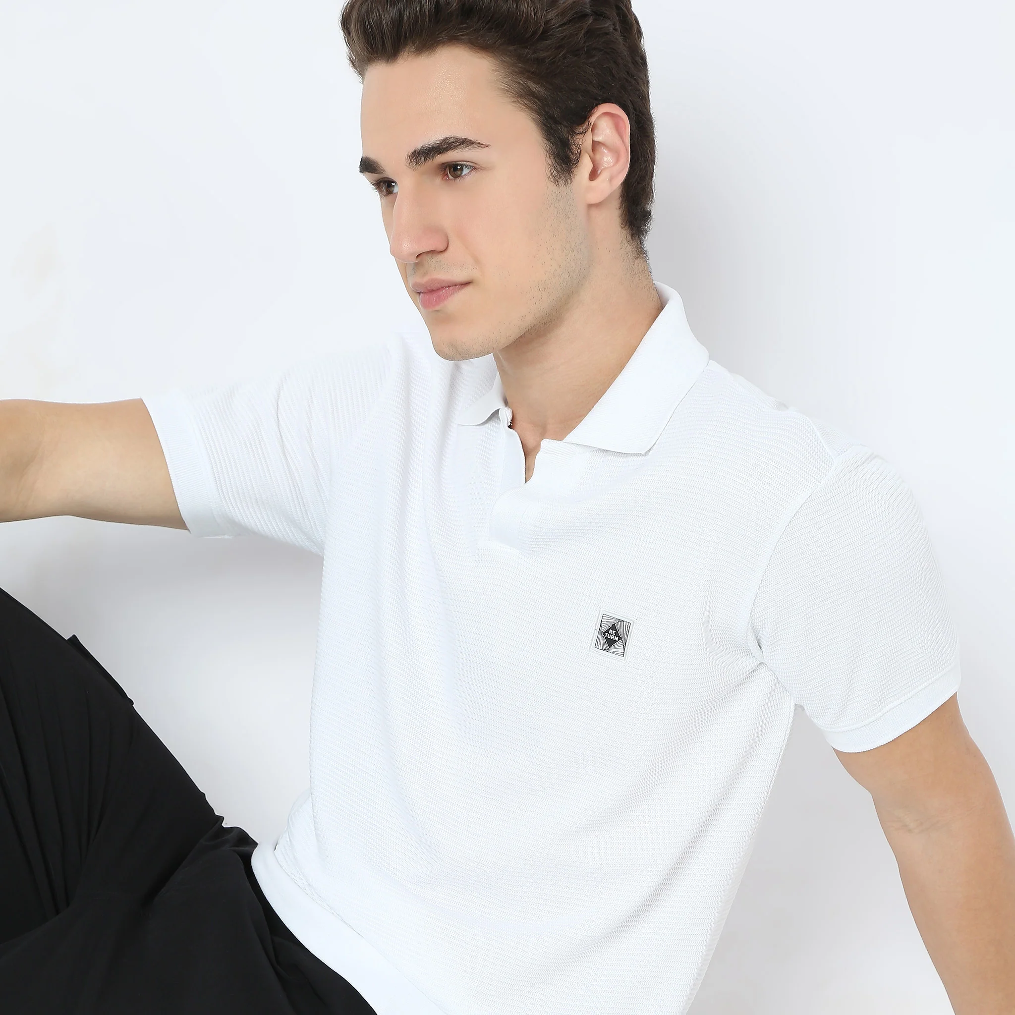 Jacquard Johnny Collar Island Polo T-Shirt - Image 5