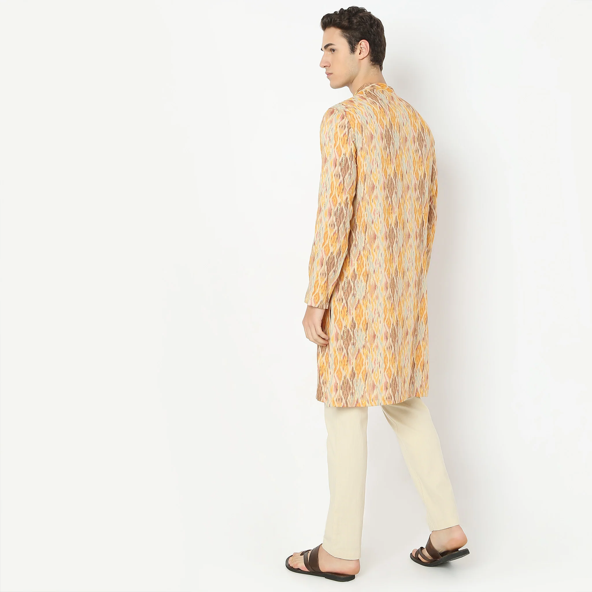 Jacquard Knee Length Straight Digital Print Kurta - Image 3