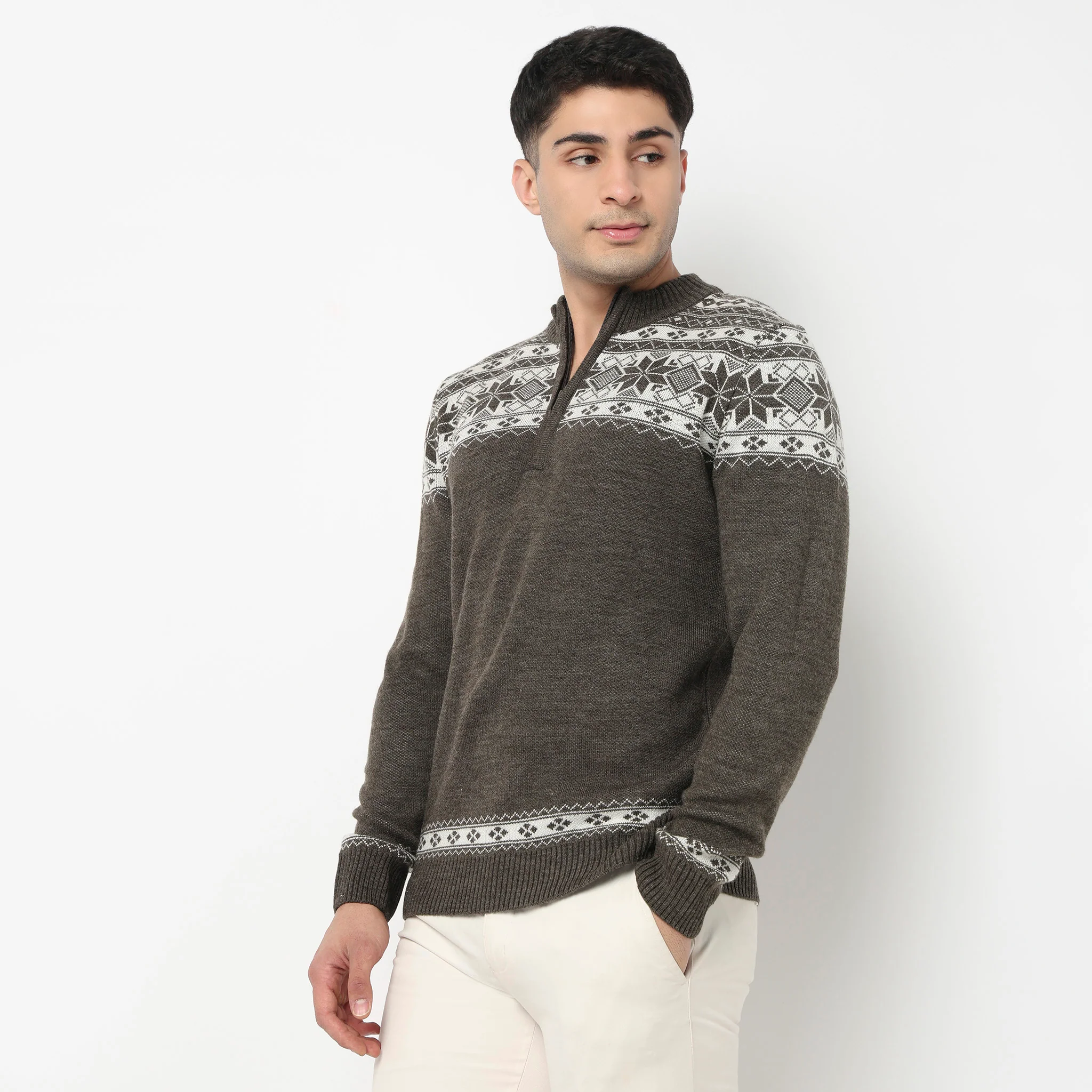 Jacquard Knitted Winter Sweater - Image 5