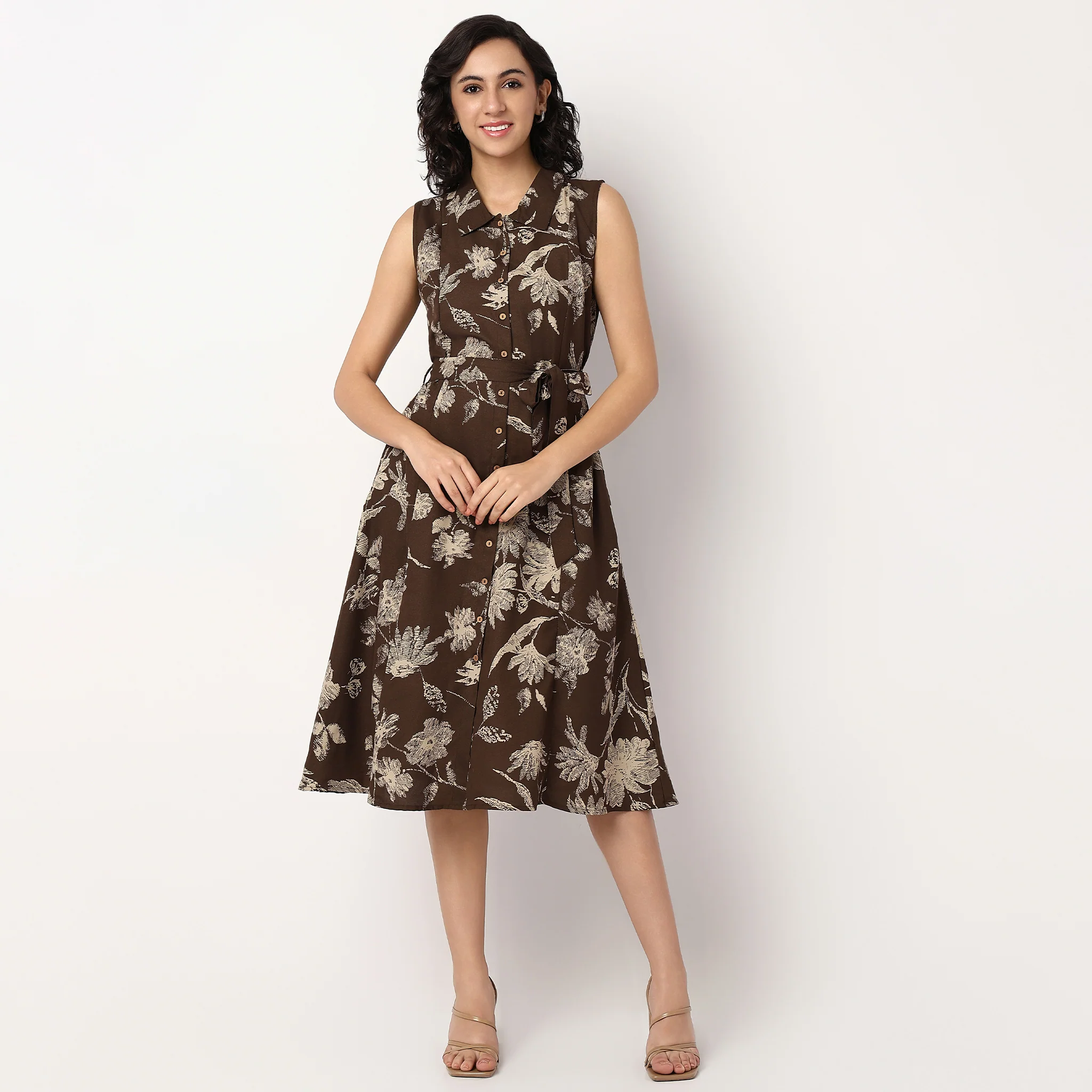 Isabella Flared Dress With Tie Up Belt - Image 2