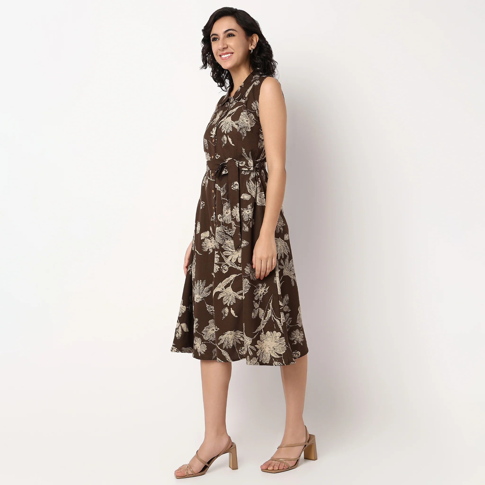 Isabella Flared Dress With Tie Up Belt - Image 5