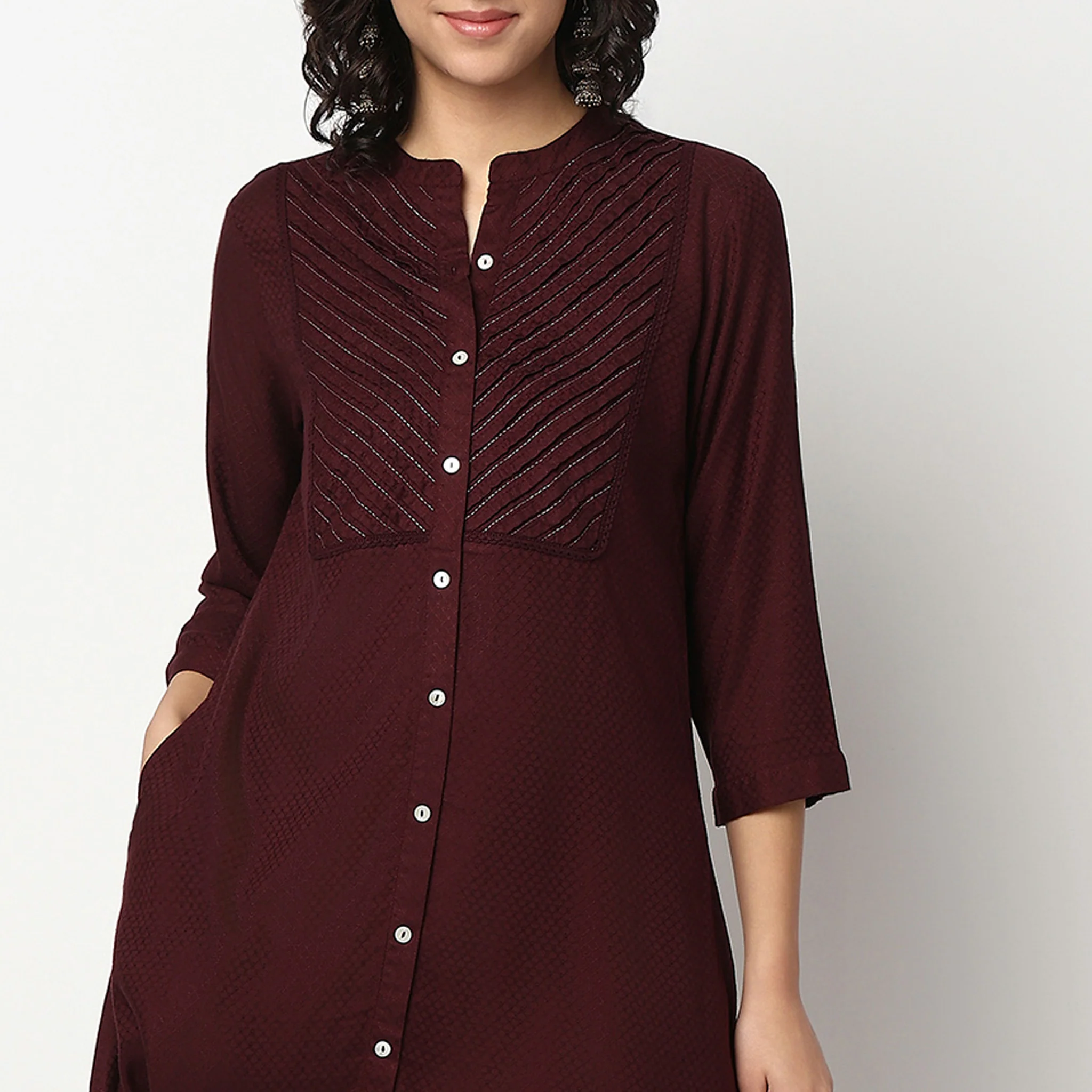 Band Collar Straight Fit Kurta - Image 4