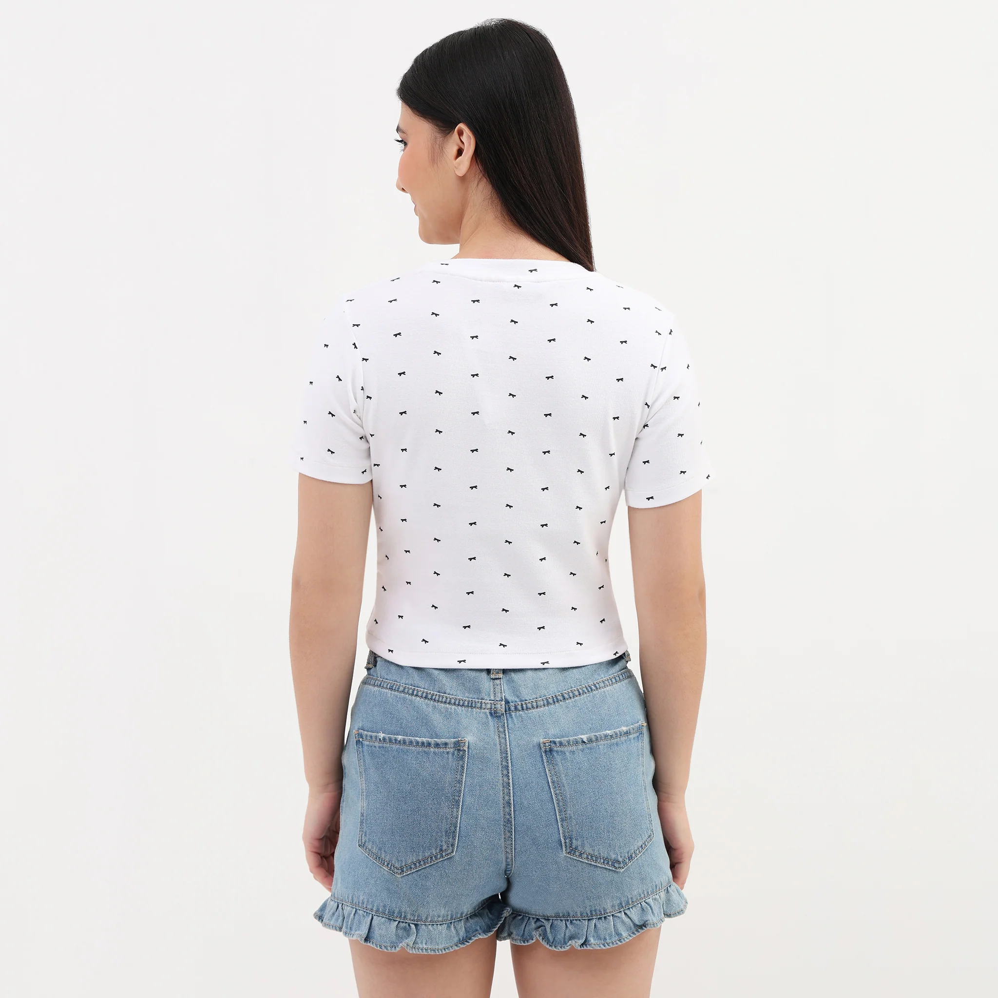 Knitted Bow Print Slim Fit T-Shirt - Image 3
