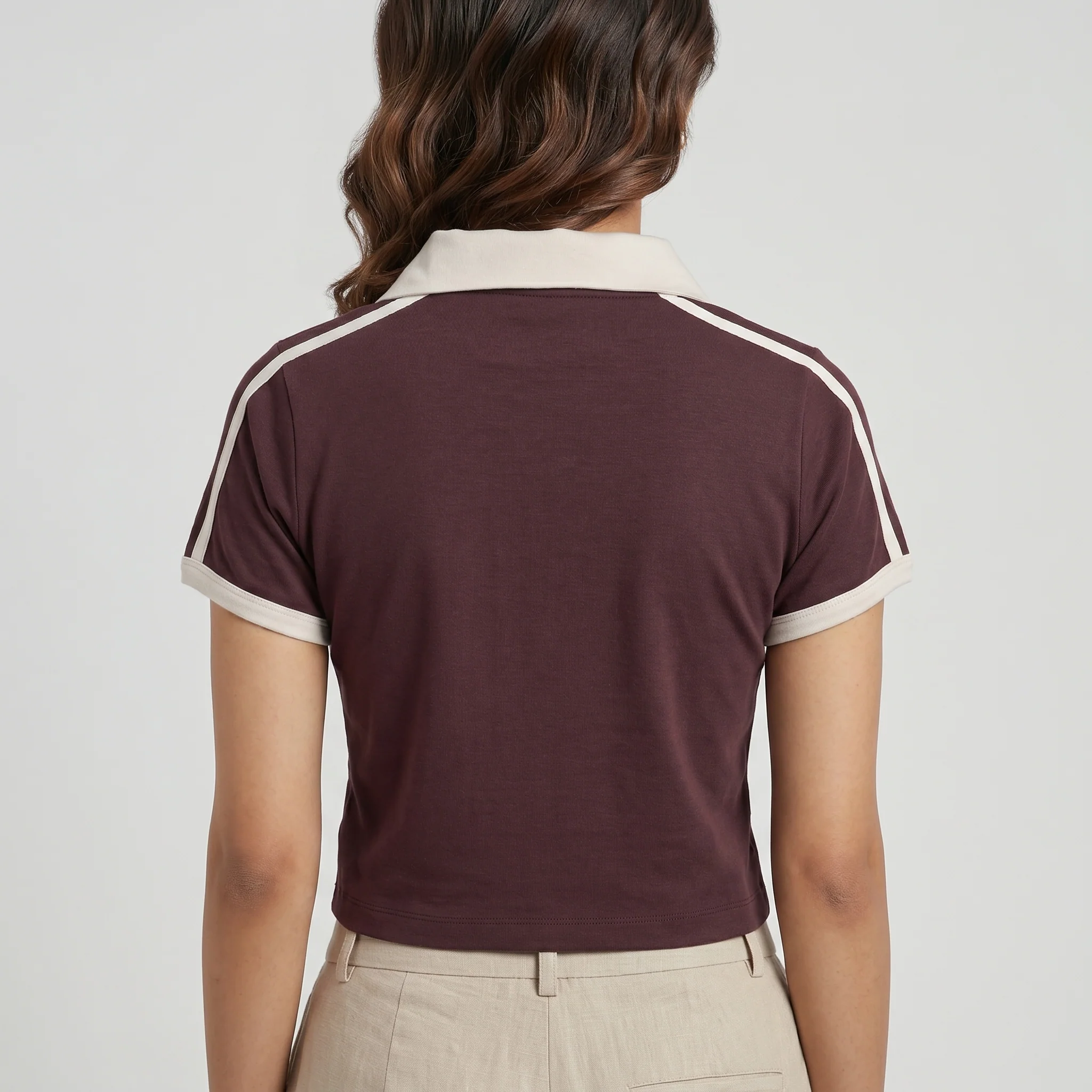 Knitted Crop Polo T-Shirt - Image 3