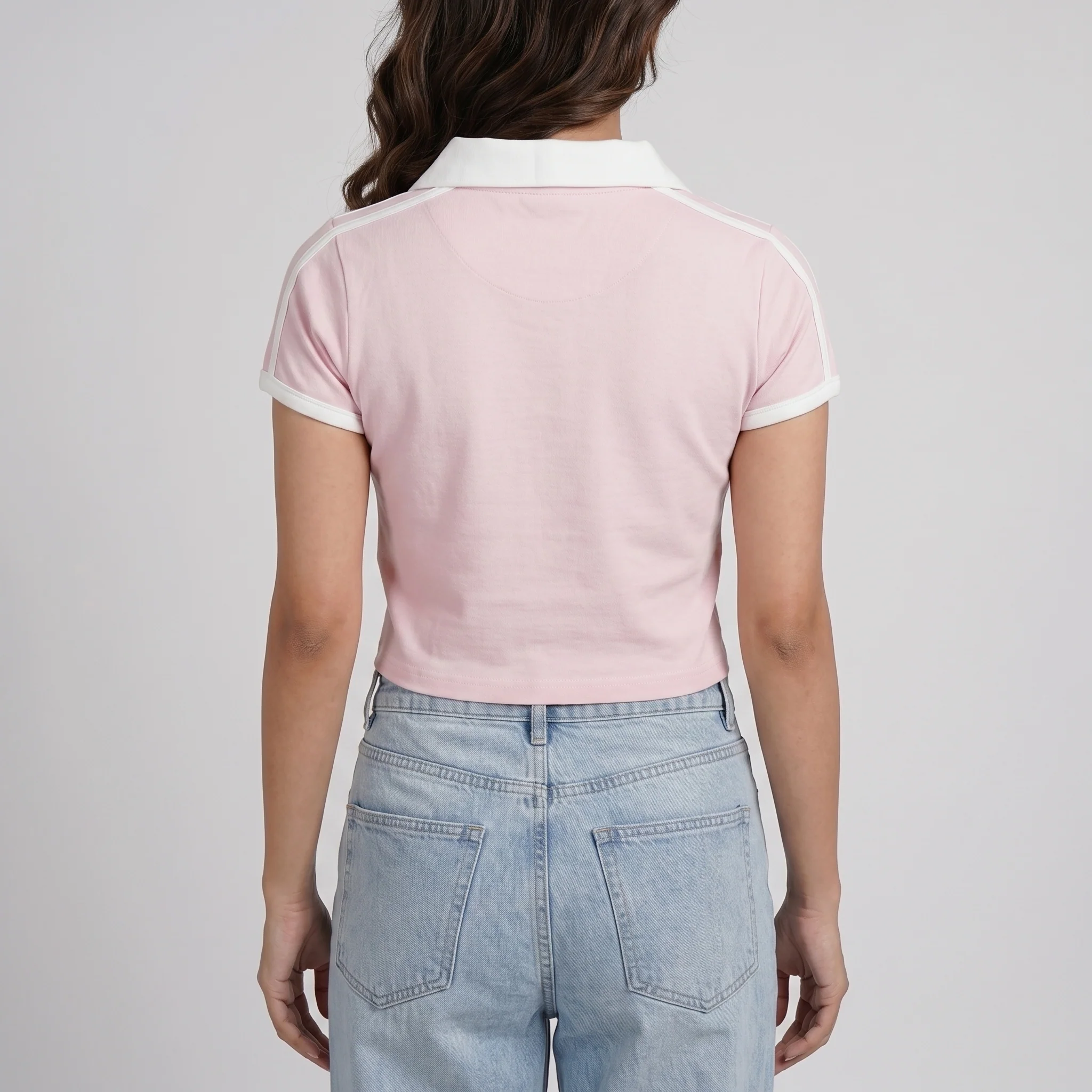 Knitted Crop Polo T-Shirt - Image 7