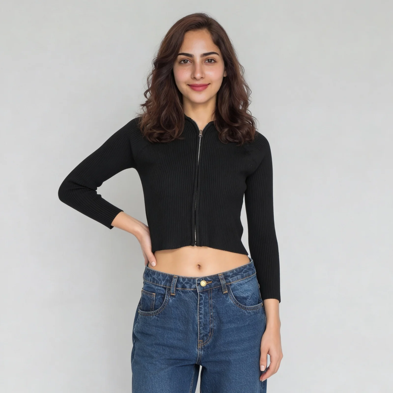 Knitted Full Sleeve Flat Knit Top - Image 2